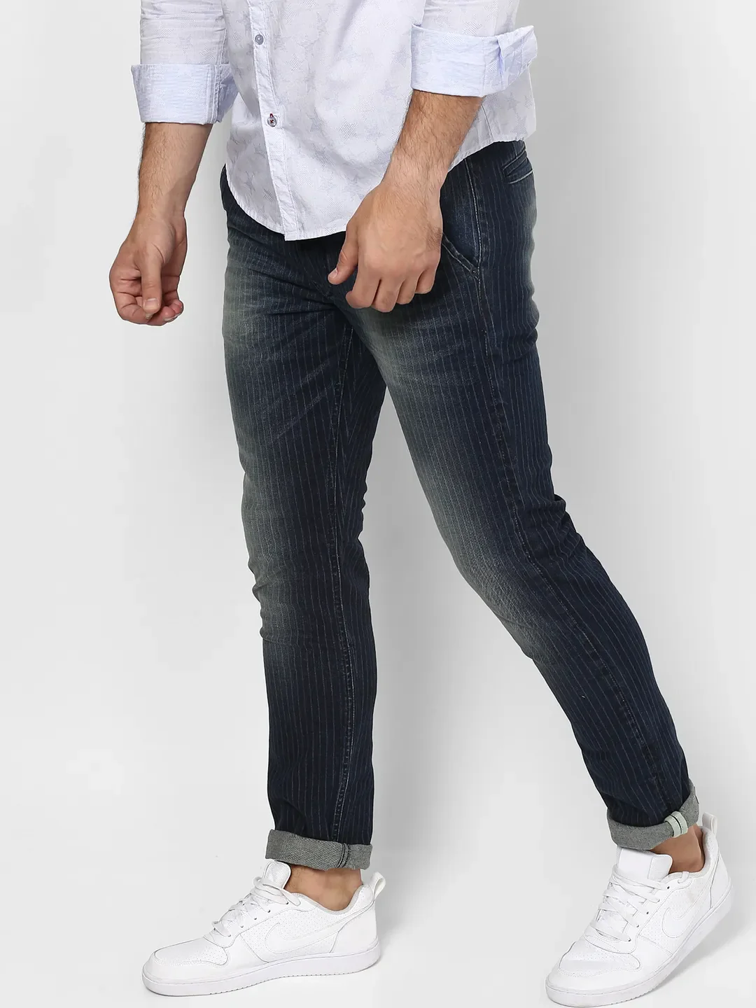 Blue Skinny Straight Fit Men's Denims by Being Human Clothing - Image 3