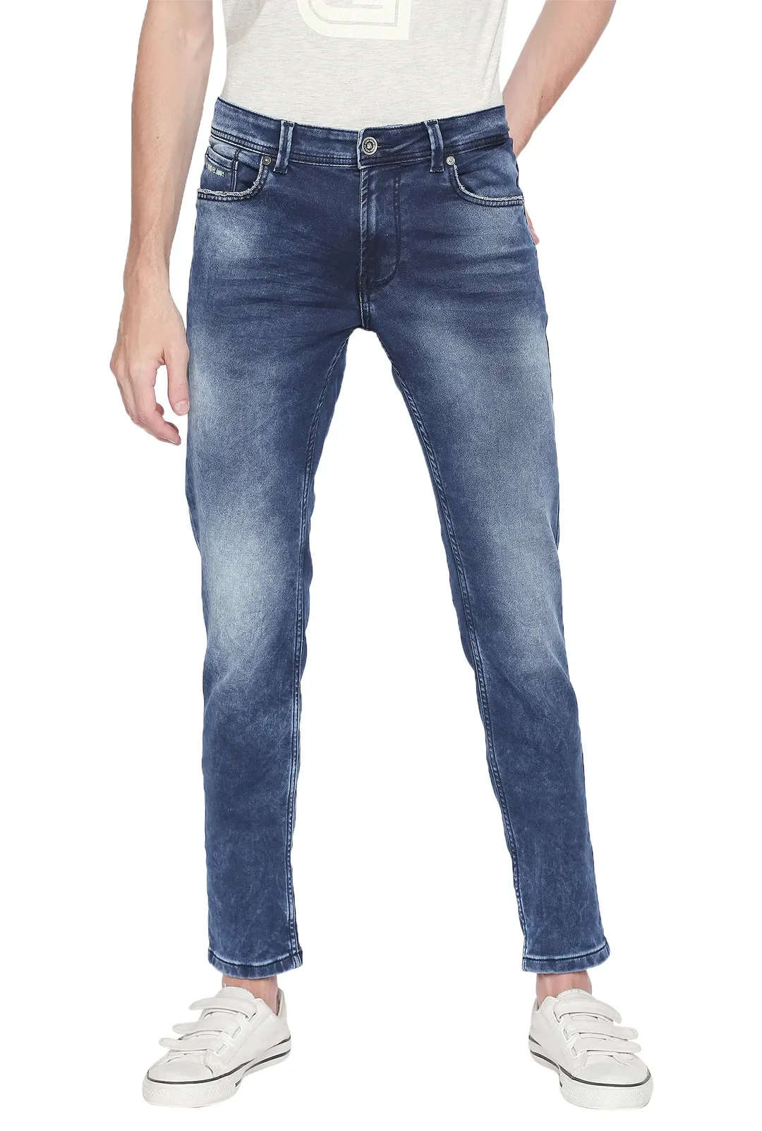 Blue Skinny Straight Fit Men's Denims by Being Human Clothing