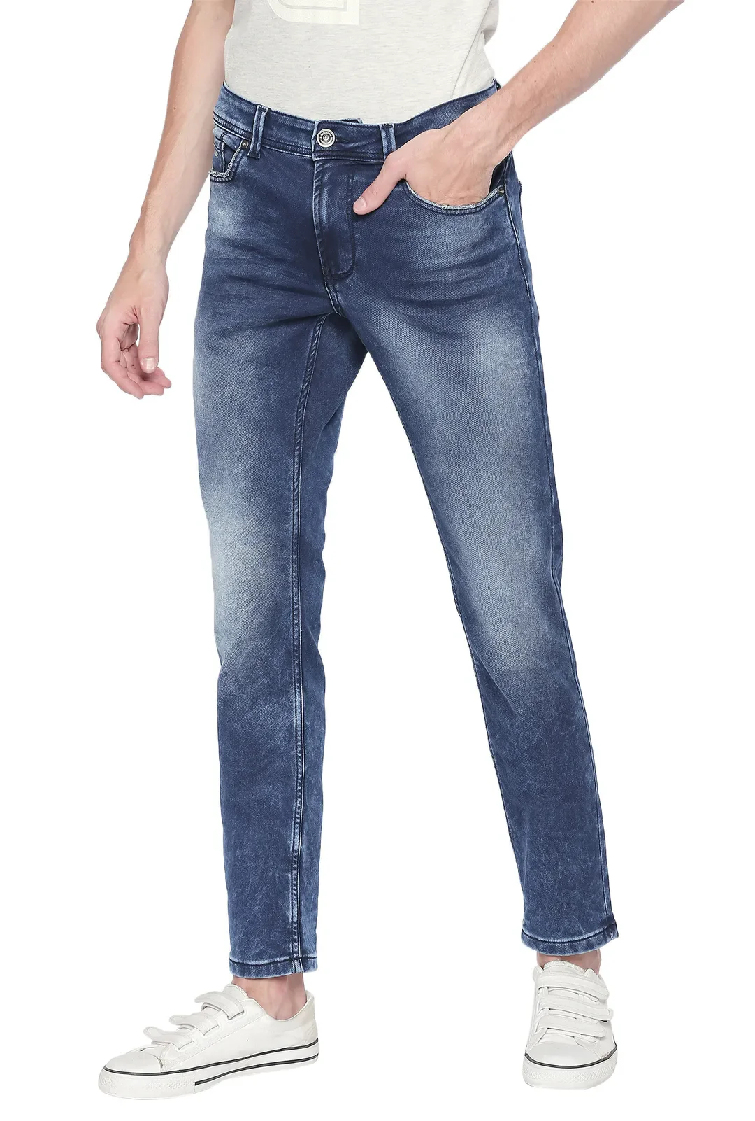 Blue Skinny Straight Fit Men's Denims by Being Human Clothing - Image 2