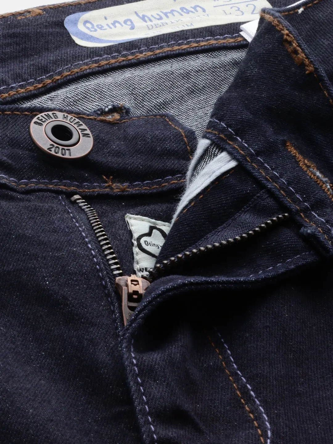 Blue Skinny Straight Fit Men's Denims by Being Human Clothing - Image 4