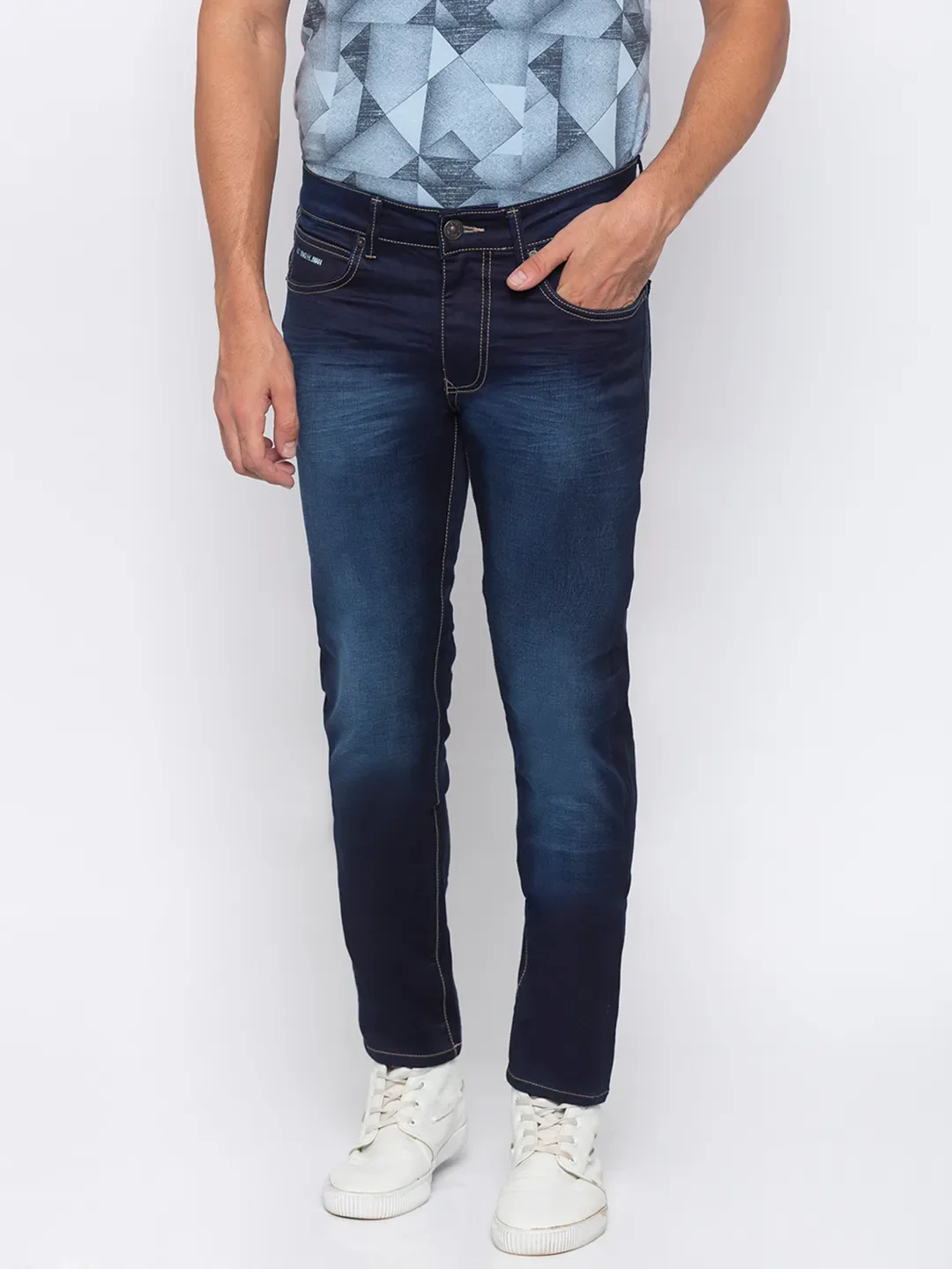 Blue Skinny Straight Fit Men's Denims by Being Human Clothing