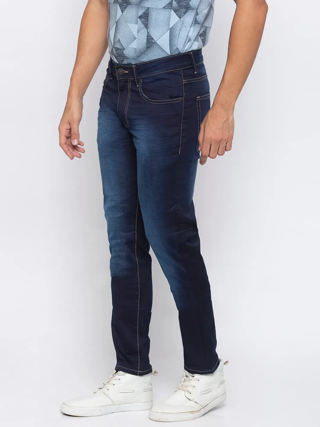 Blue Skinny Straight Fit Men's Denims by Being Human Clothing - Image 2