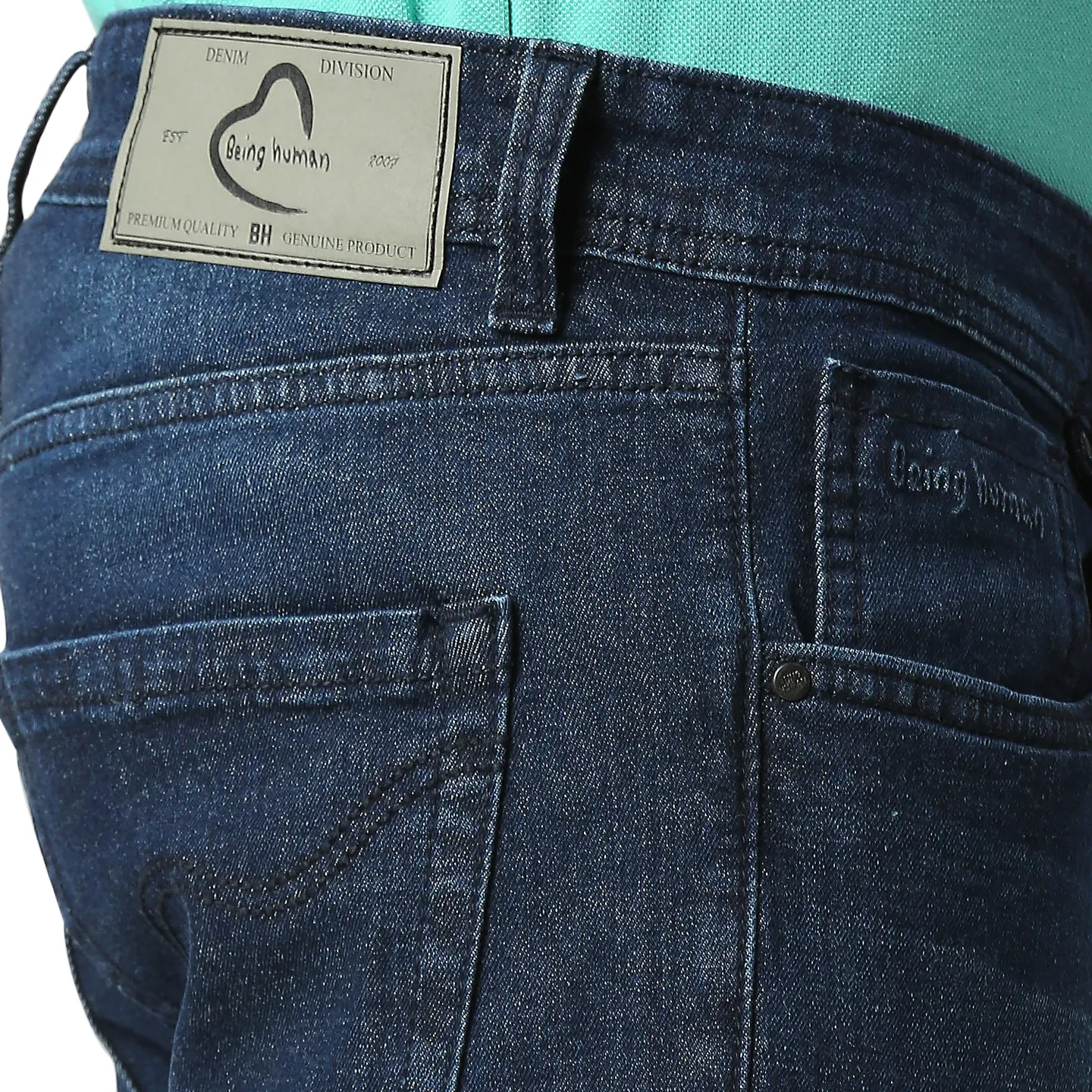 Blue Skinny Straight Fit Men's Denims by Being Human Clothing - Image 4