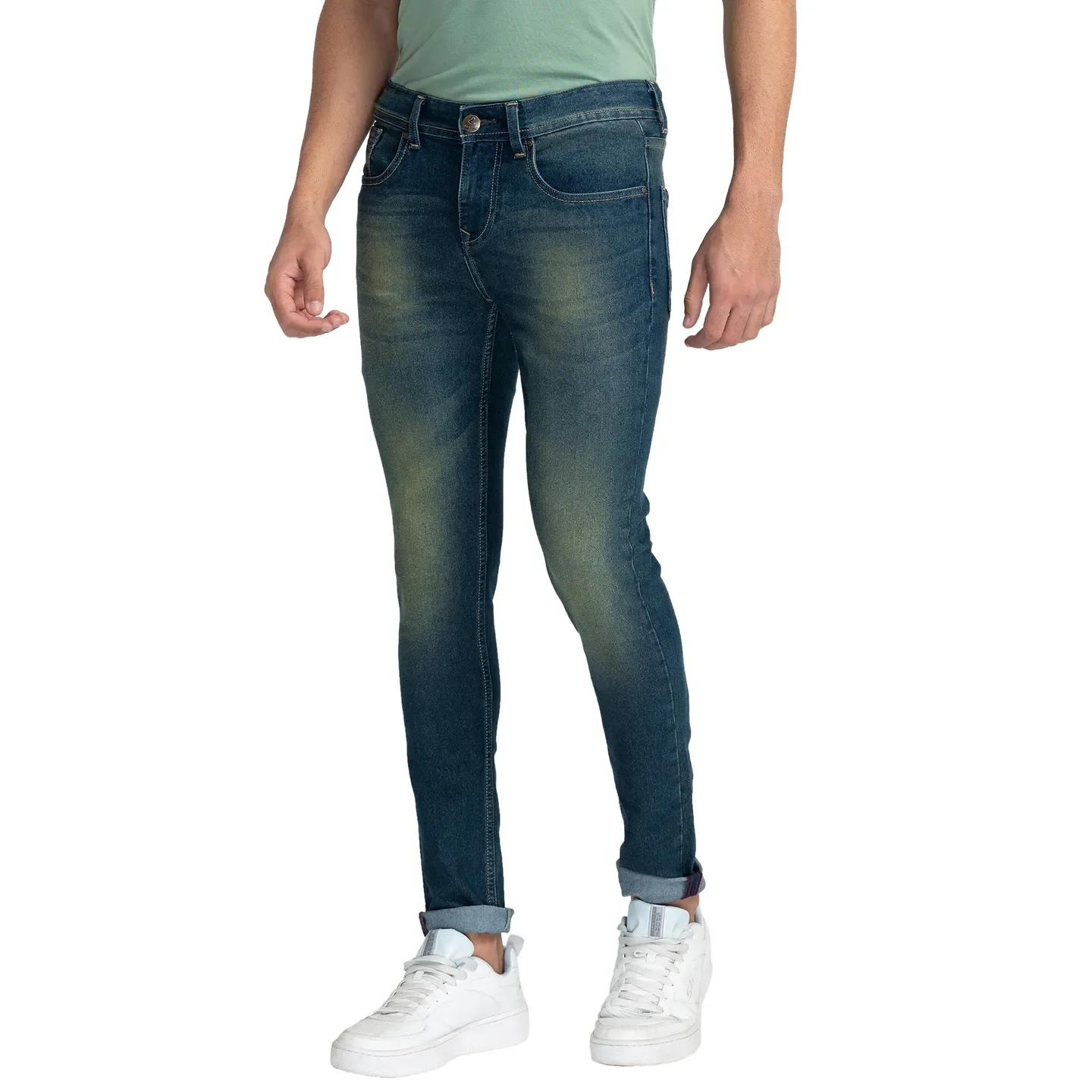 Blue Skinny Straight Fit Men's Denims by Being Human Clothing - Image 4