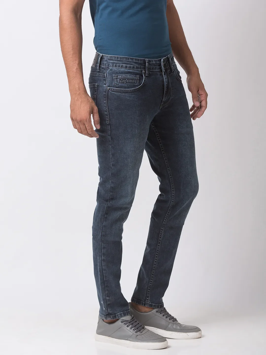 Grey Skinny Straight Fit Men's Denims by Being Human Clothing - Image 2