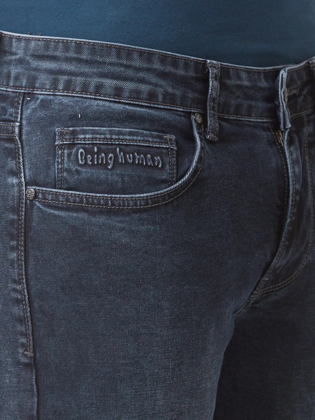 Grey Skinny Straight Fit Men's Denims by Being Human Clothing - Image 3
