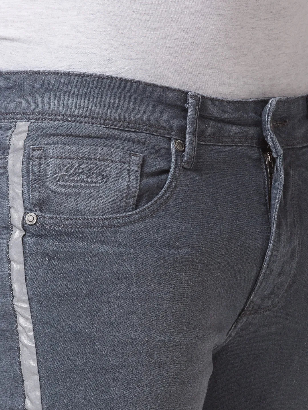 Grey Skinny Straight Fit Men's Denims by Being Human Clothing - Image 4