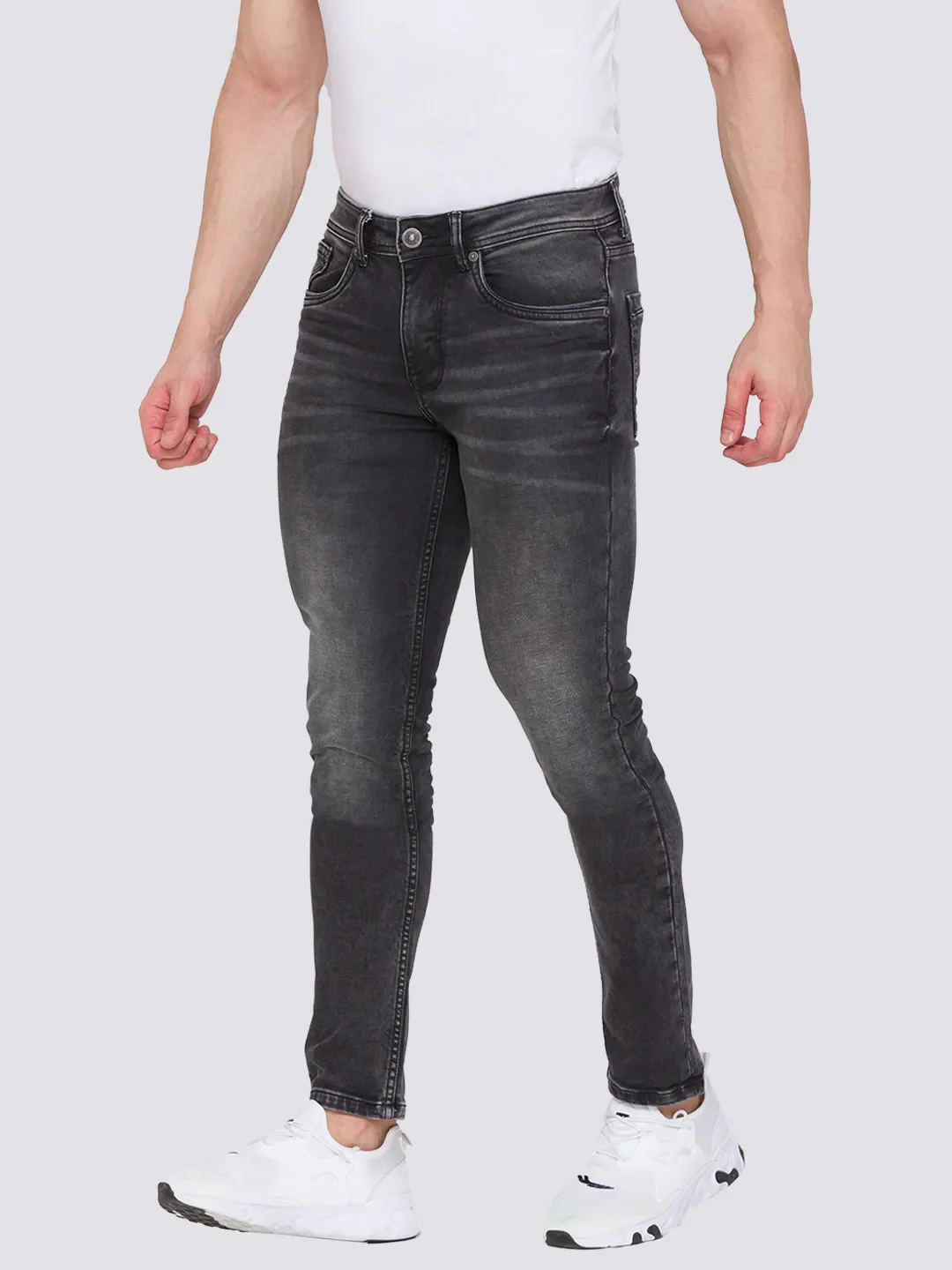 Grey Skinny Straight Fit Men's Denims by Being Human Clothing - Image 2