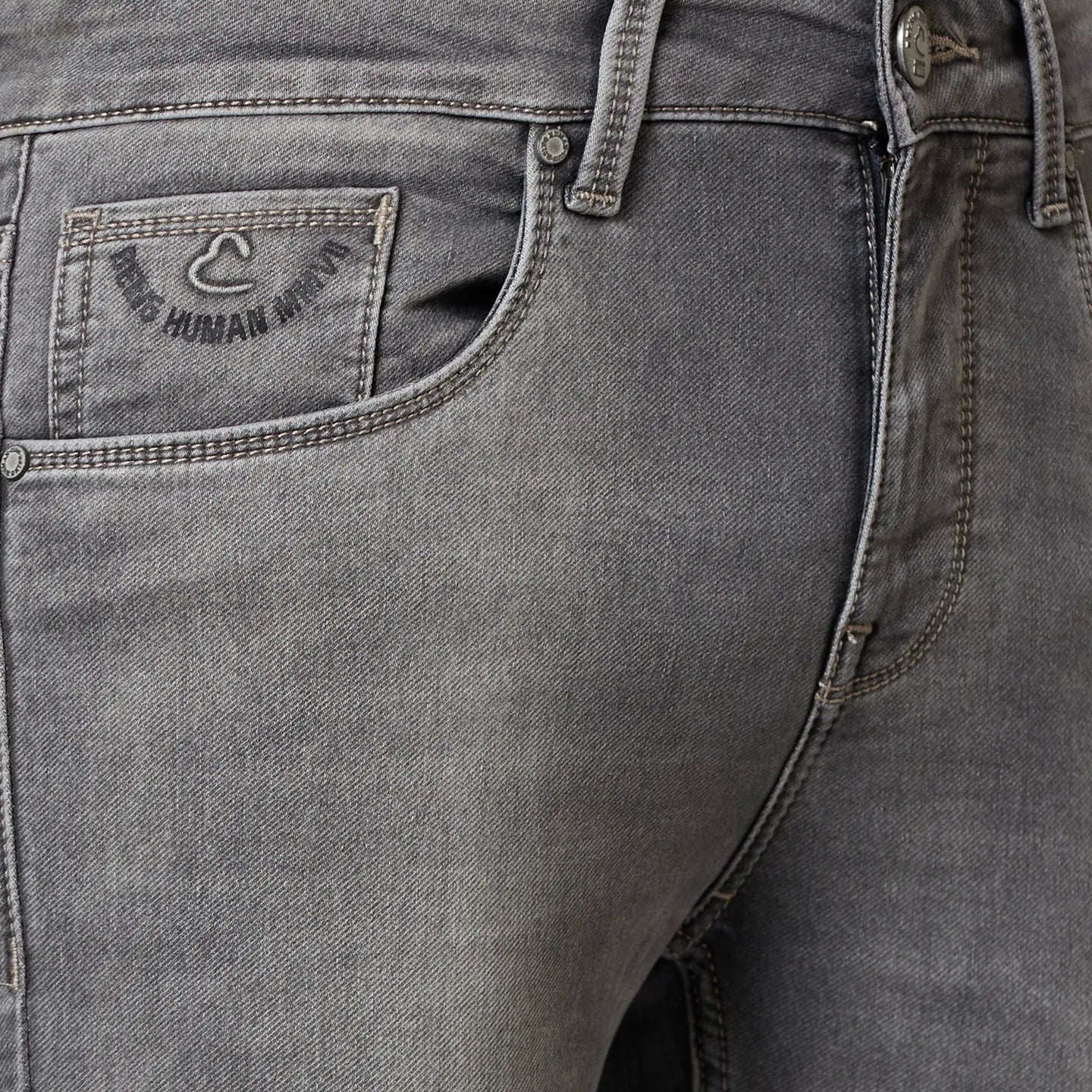 Grey Skinny Fit Denims For Men By Being Human Clothing - Image 4