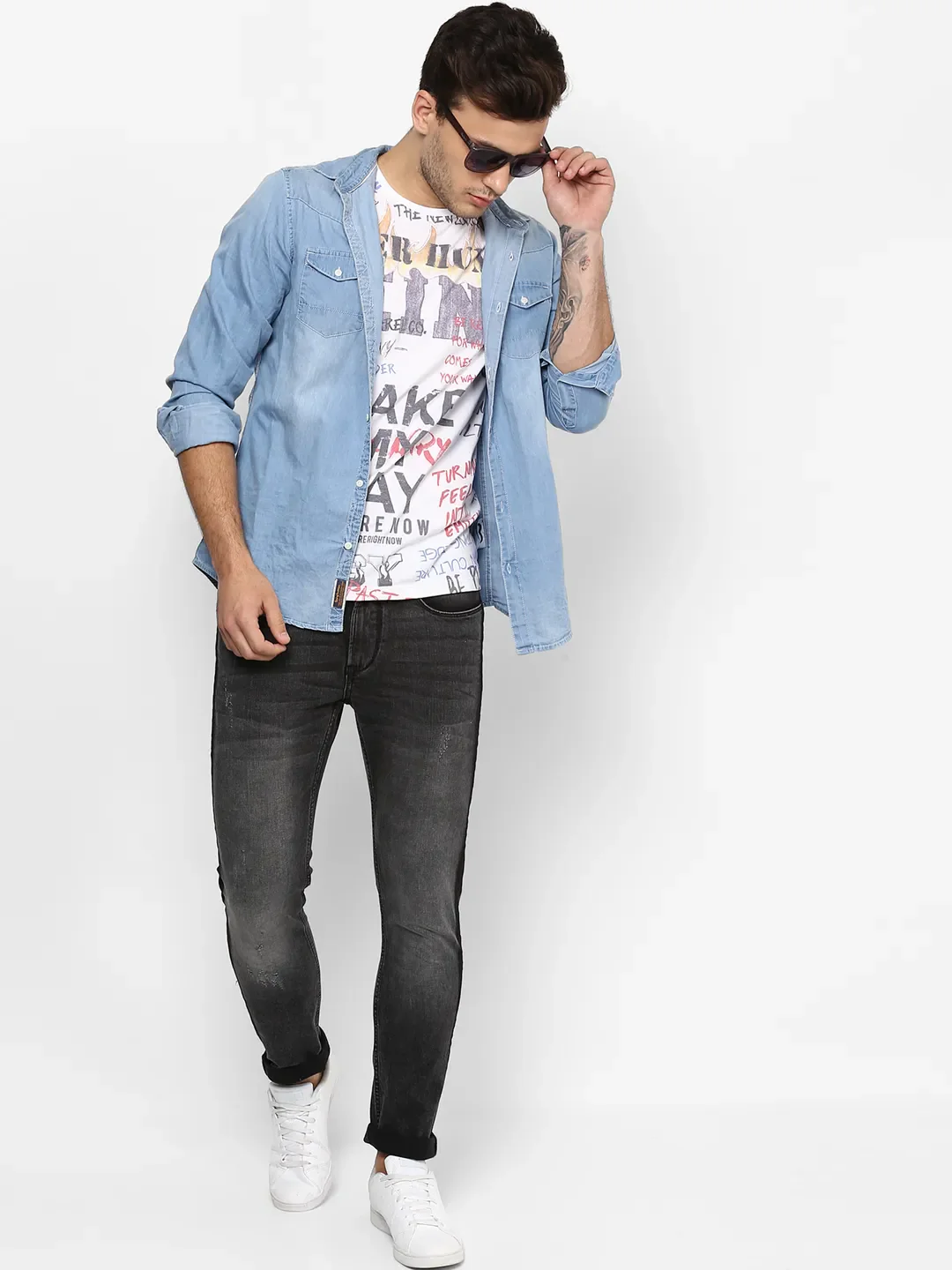 Grey Skinny Straight Fit Men's Denims by Being Human Clothing - Image 2