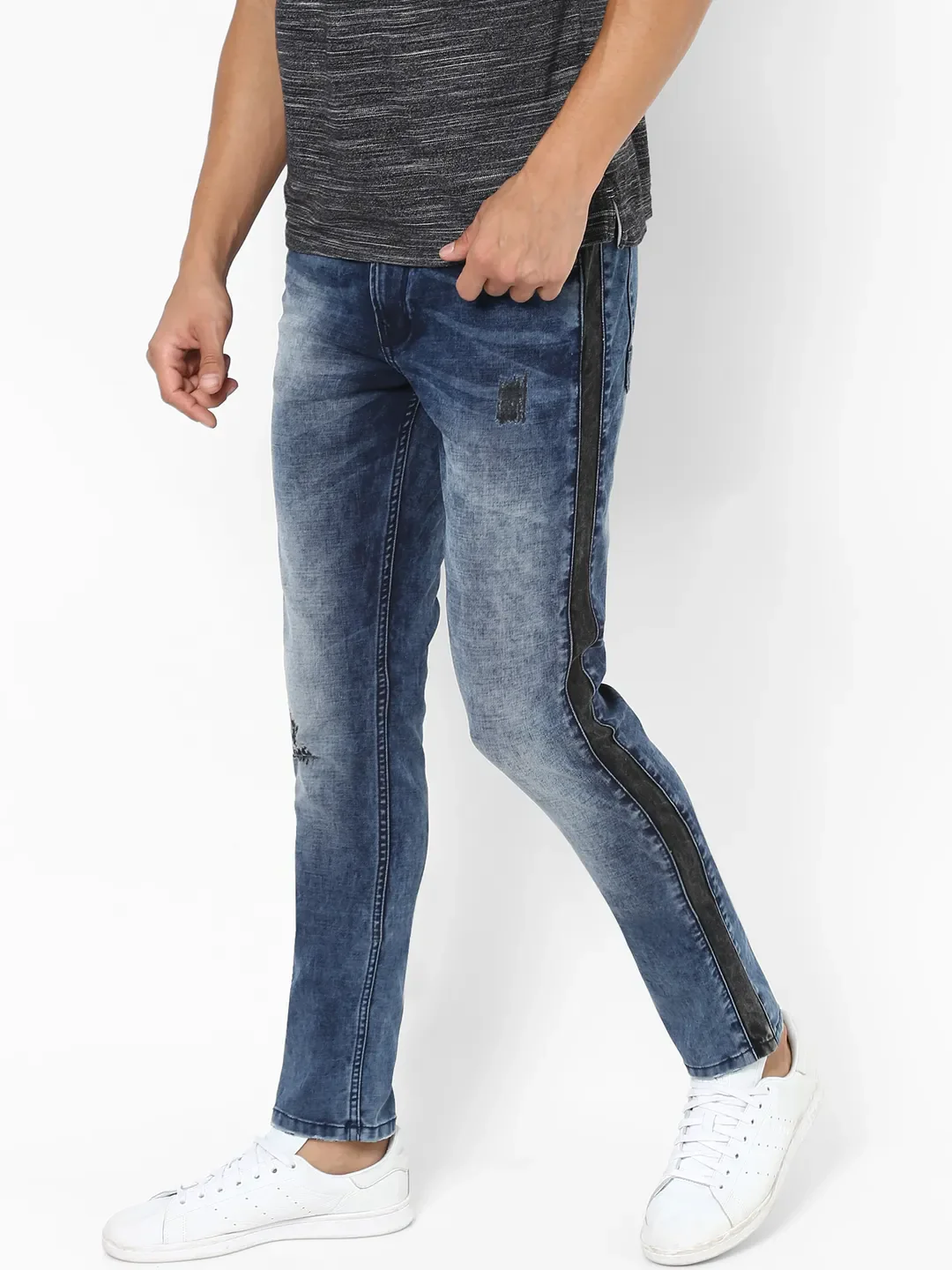 Grey Skinny Straight Fit Men's Denims by Being Human Clothing
