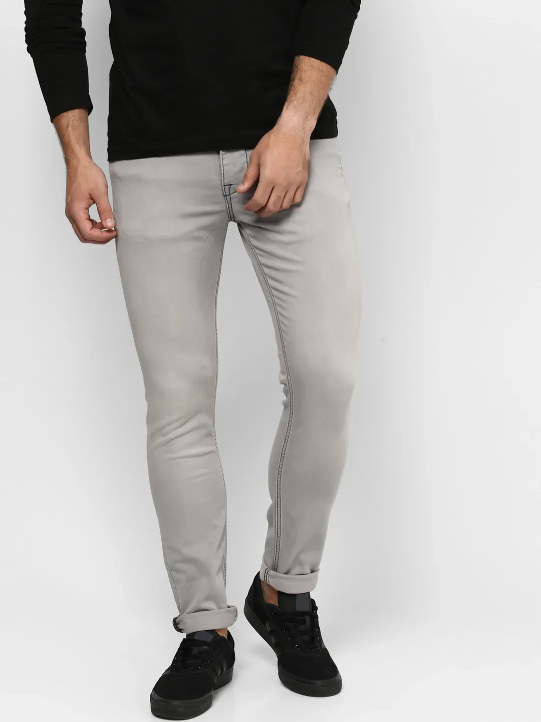 Grey Skinny Straight Fit Men's Denims by Being Human Clothing