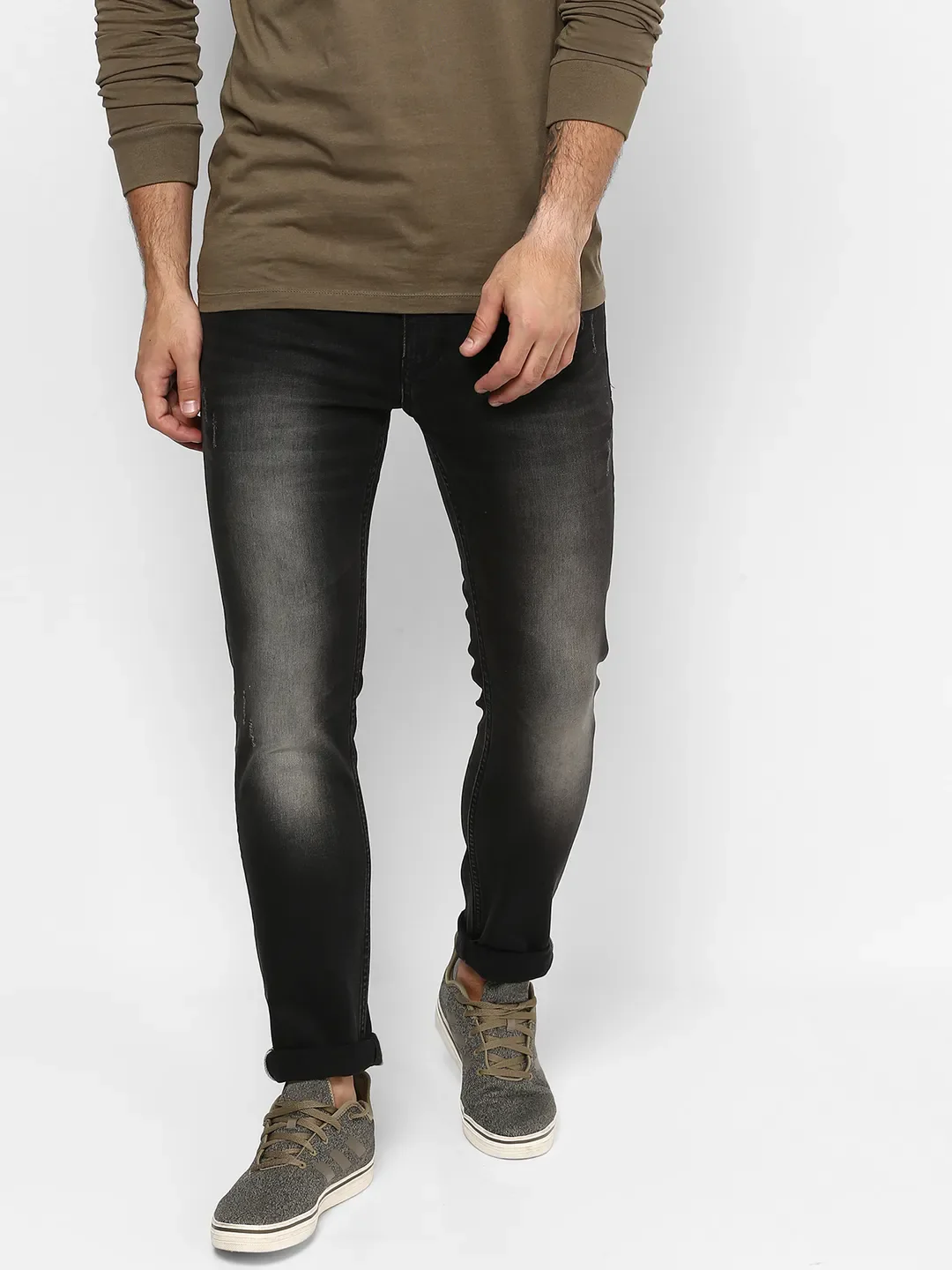 Grey Skinny Straight Fit Men's Denims by Being Human Clothing