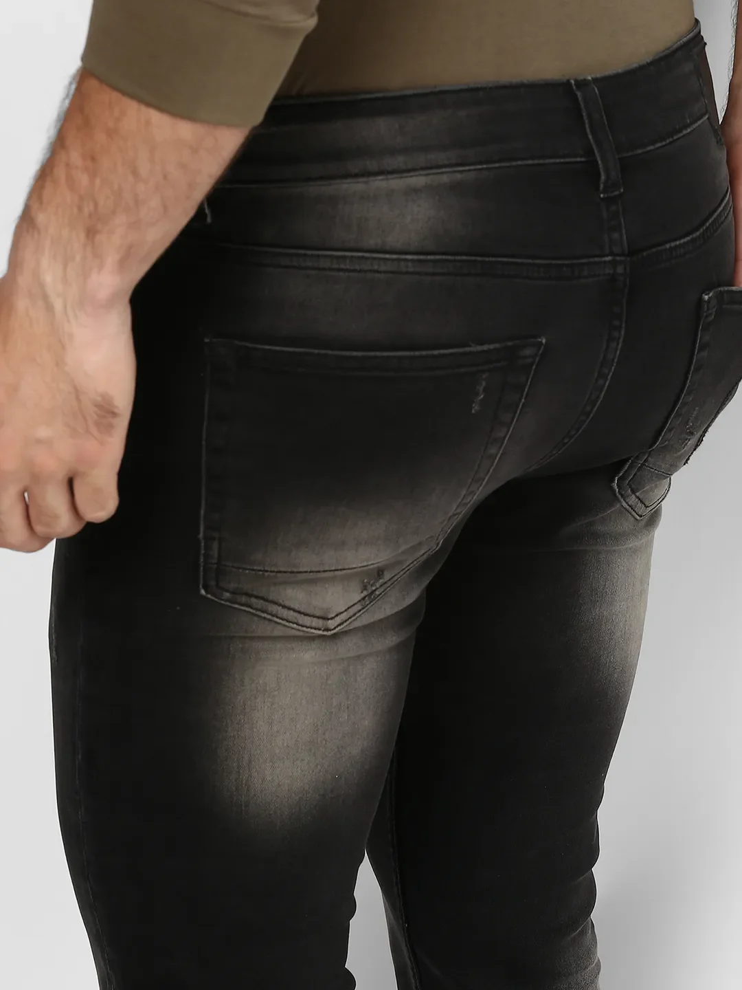 Grey Skinny Straight Fit Men's Denims by Being Human Clothing - Image 5