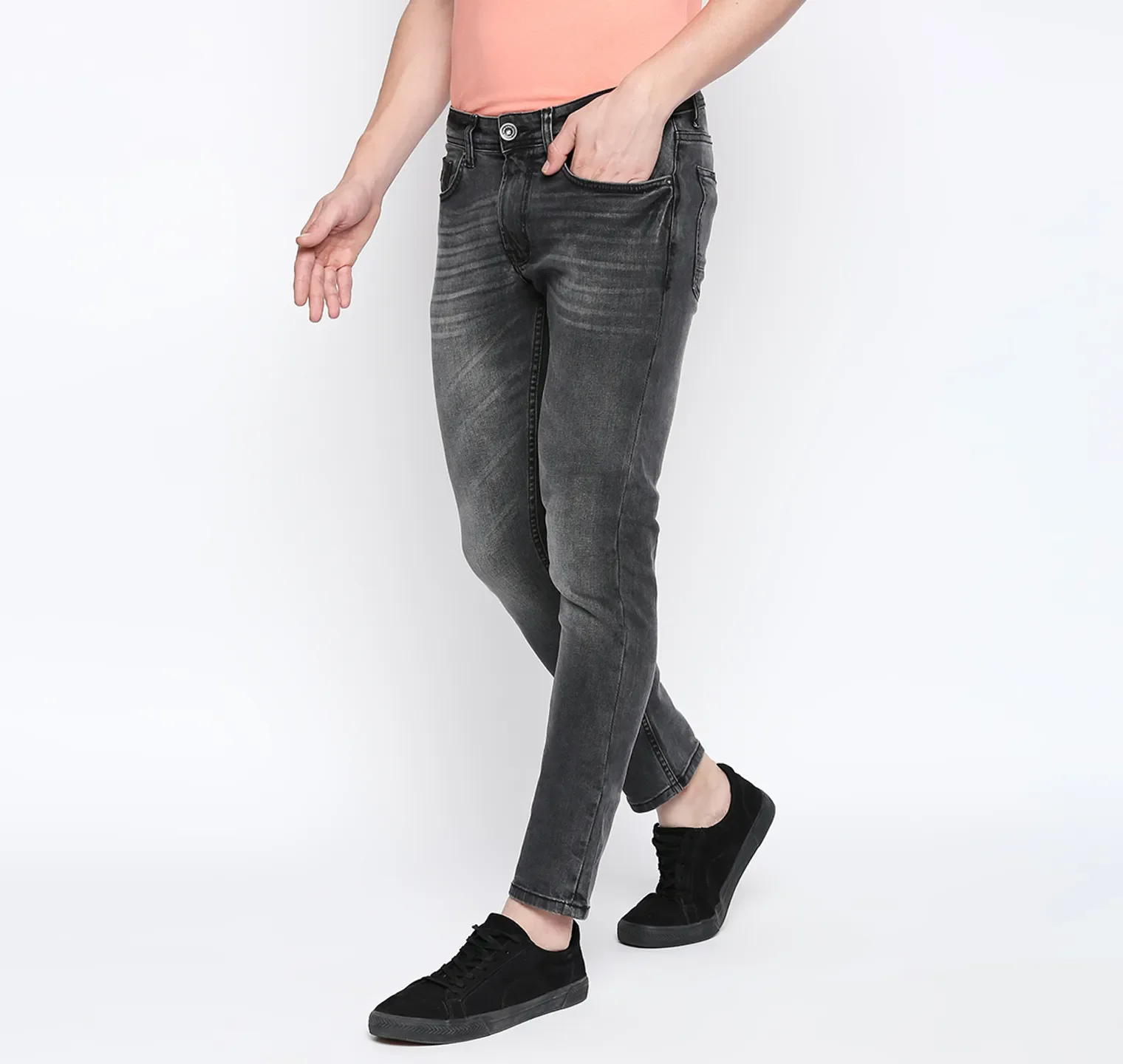 Grey Skinny Straight Fit Men's Denims by Being Human Clothing - Image 3