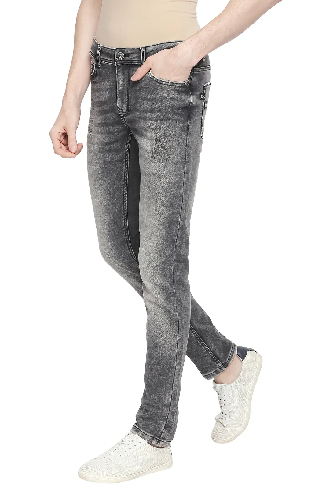 Grey Skinny Straight Fit Men's Denims by Being Human Clothing - Image 2