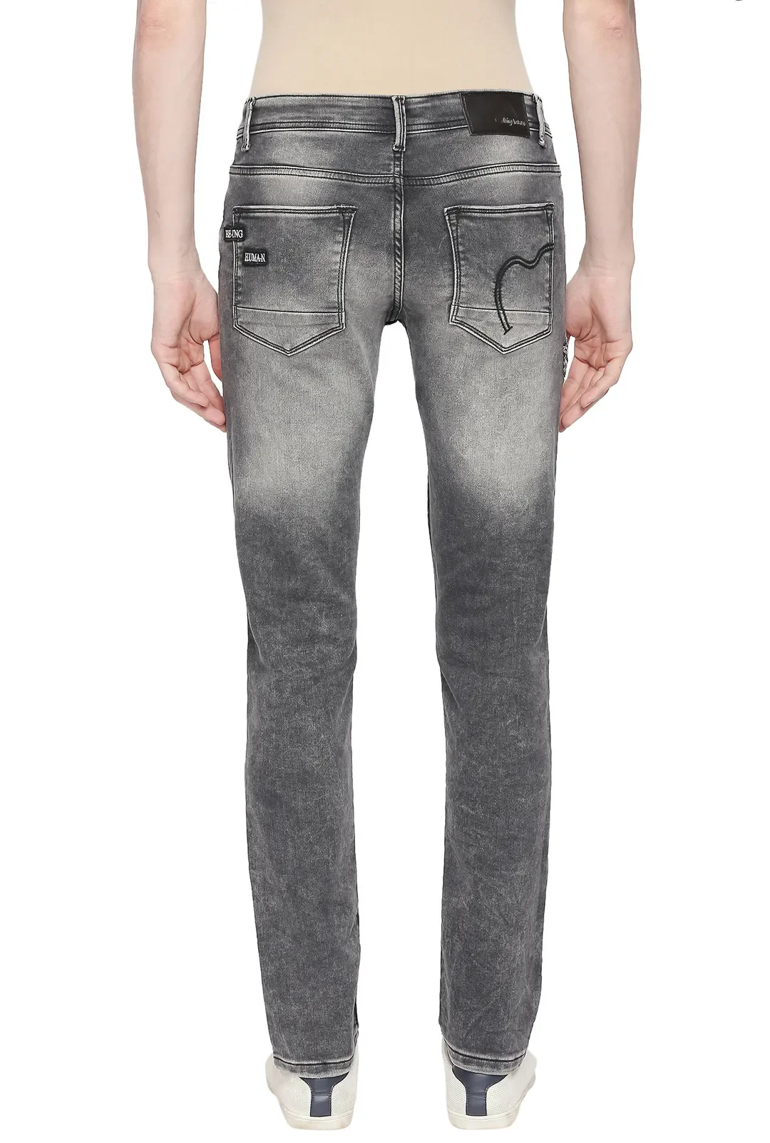 Grey Skinny Straight Fit Men's Denims by Being Human Clothing - Image 3