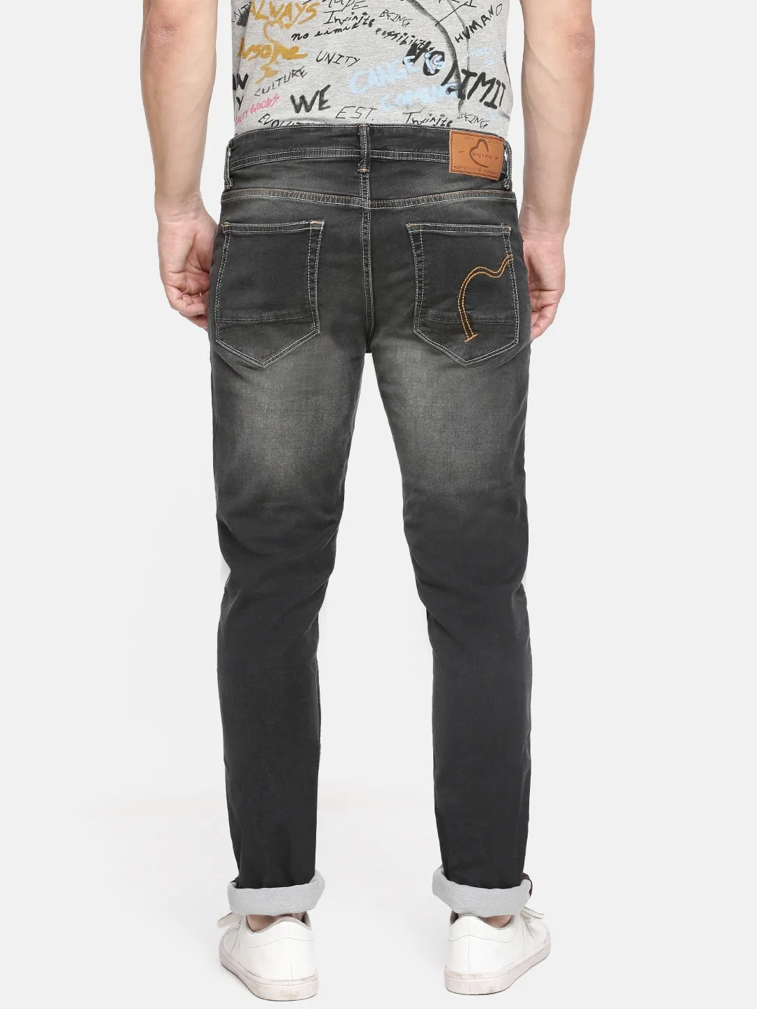 Grey Skinny Straight Fit Men's Denims by Being Human Clothing - Image 3