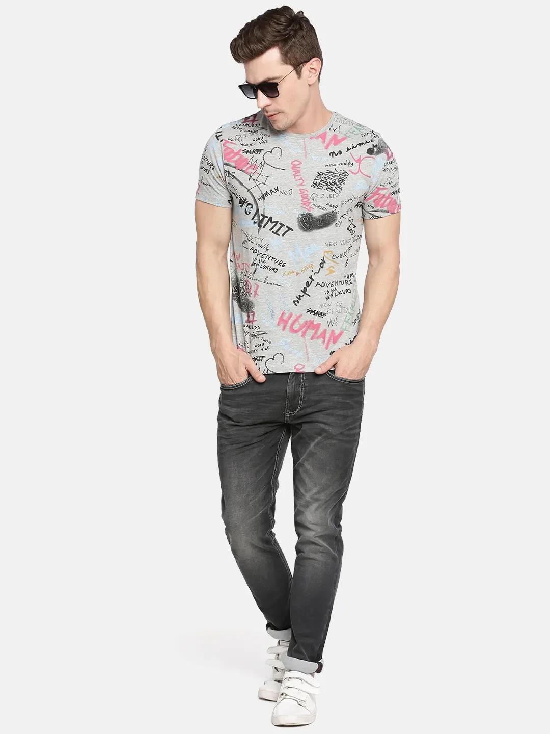 Grey Skinny Straight Fit Men's Denims by Being Human Clothing - Image 5