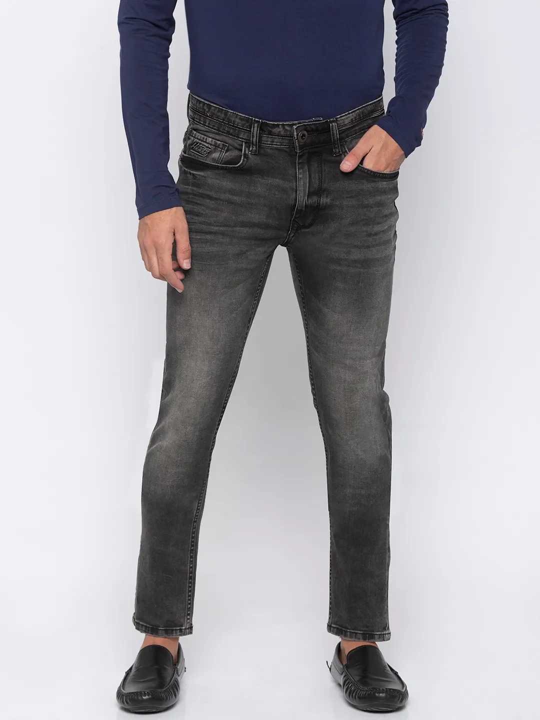 Grey Skinny Straight Fit Men's Denims by Being Human Clothing