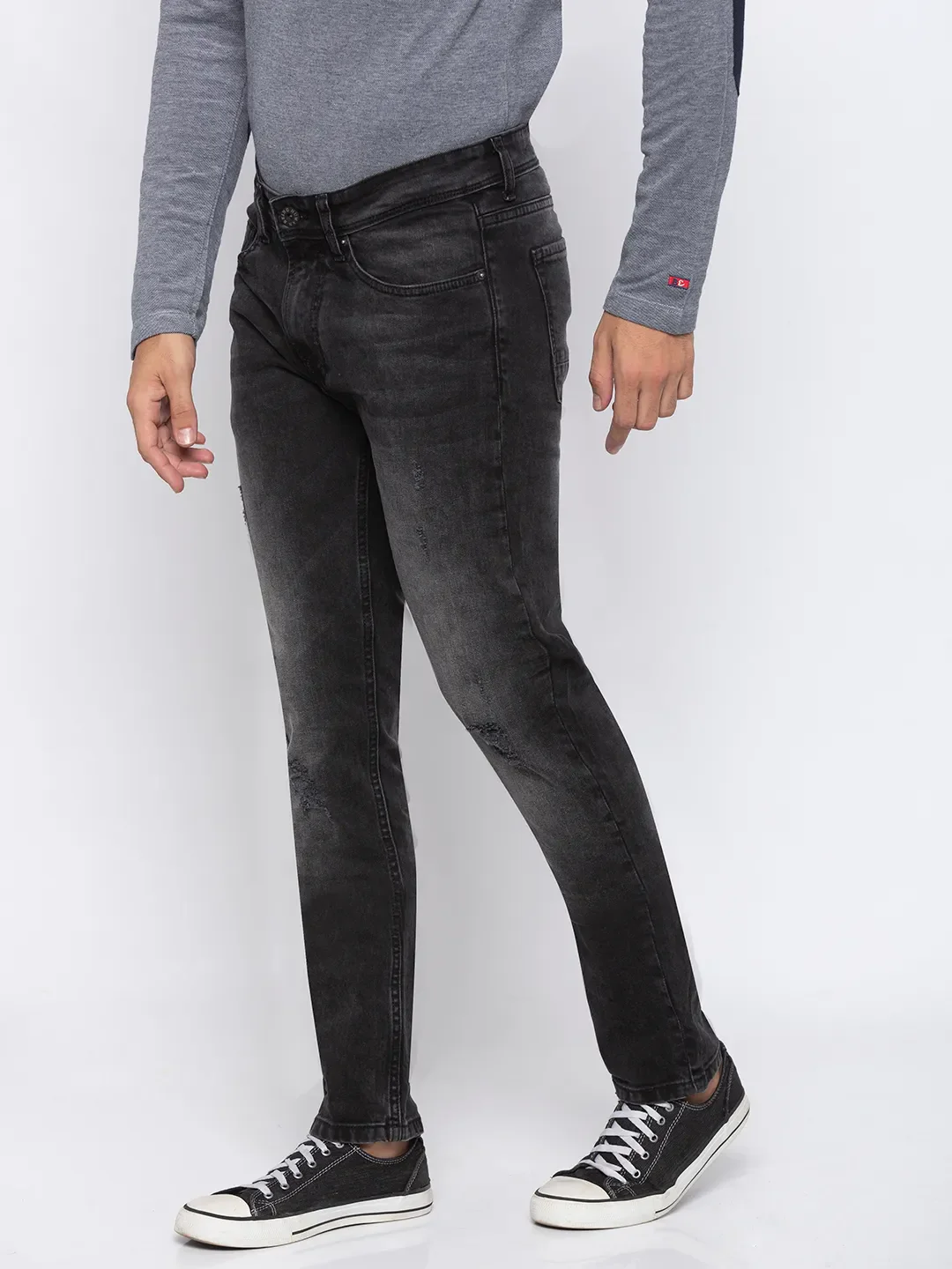 Grey Skinny Straight Fit Men's Denims by Being Human Clothing - Image 3