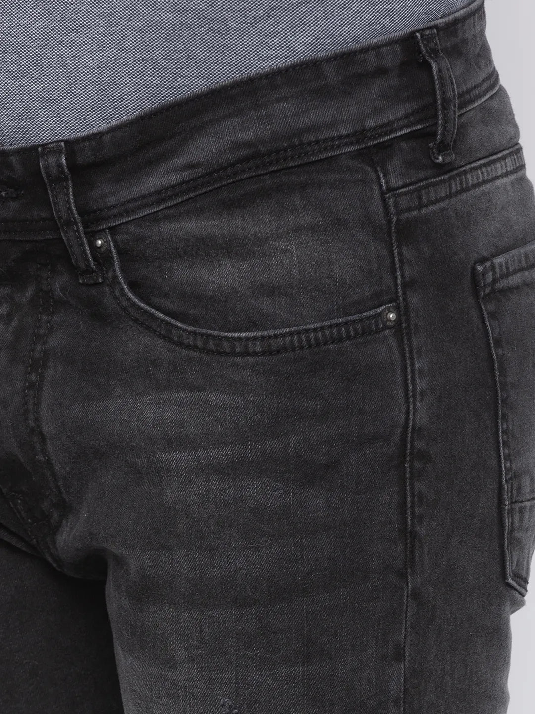 Grey Skinny Straight Fit Men's Denims by Being Human Clothing - Image 5