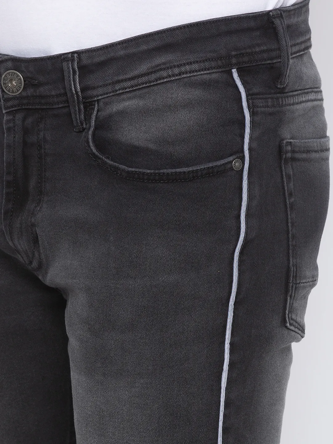 Grey Skinny Straight Fit Men's Denims by Being Human Clothing - Image 4