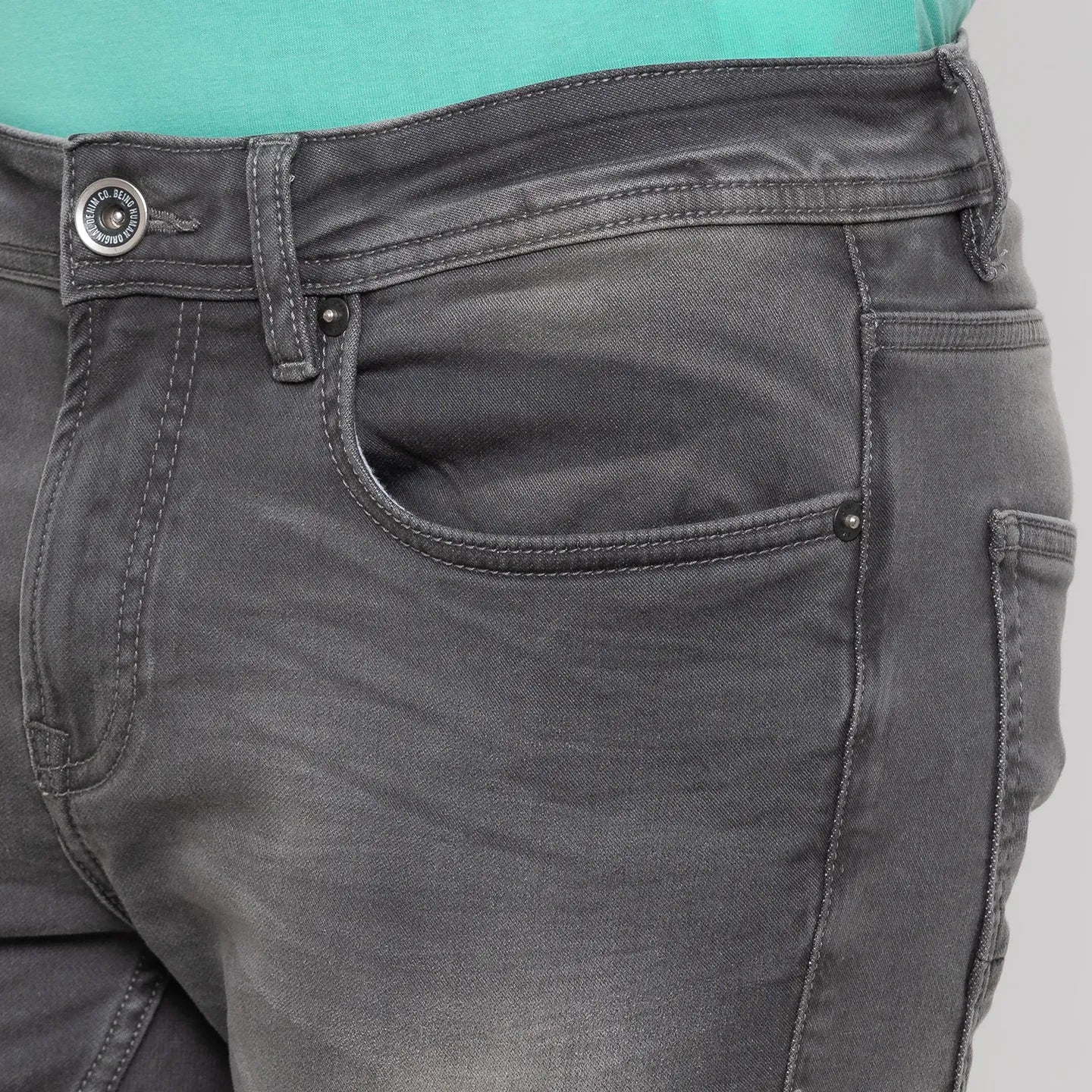 Grey Skinny Straight Fit  Men's Denims by Being Human Clothing - Image 5