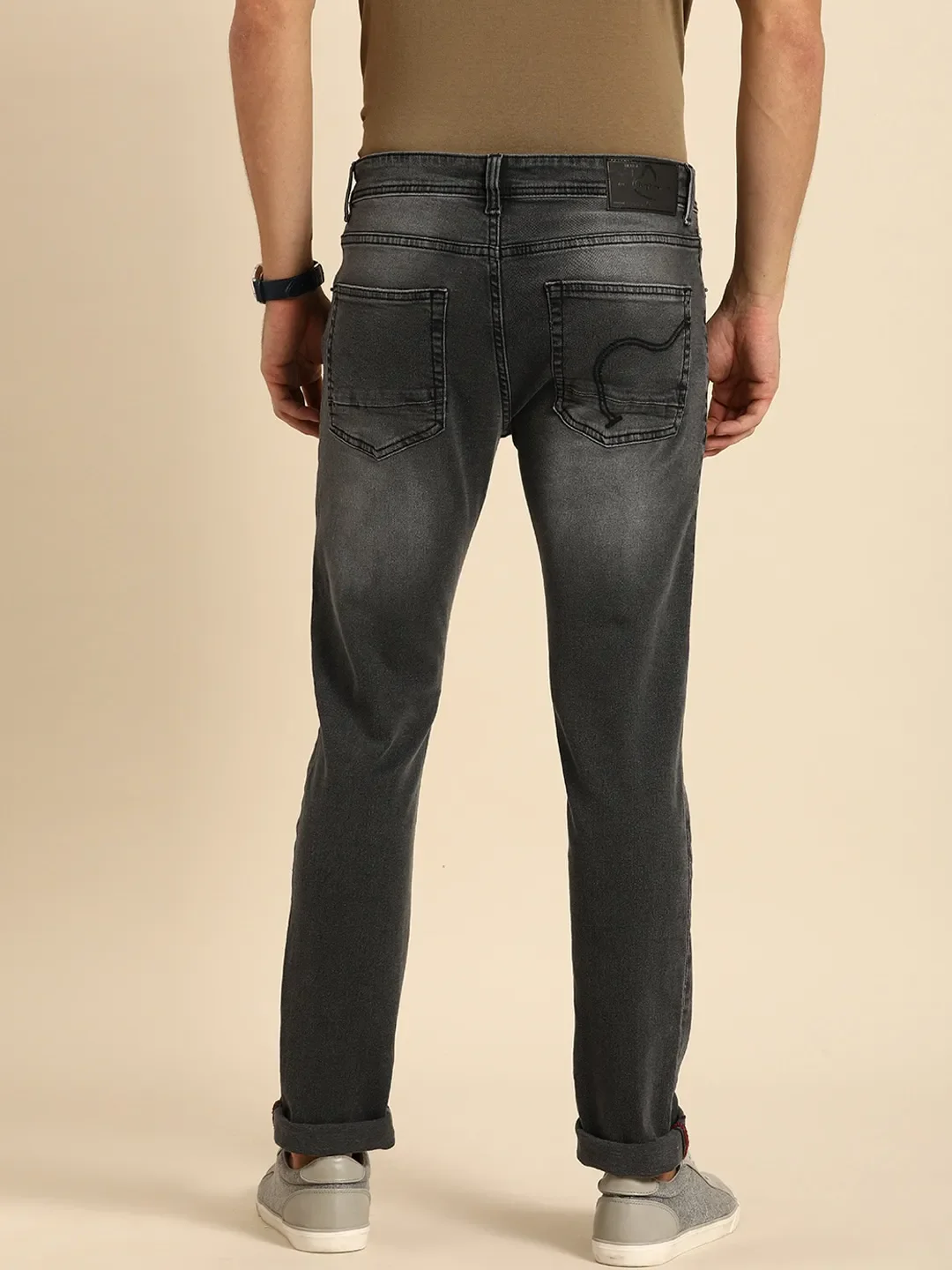 Grey Skinny Straight Fit Men's Denims by Being Human Clothing - Image 3