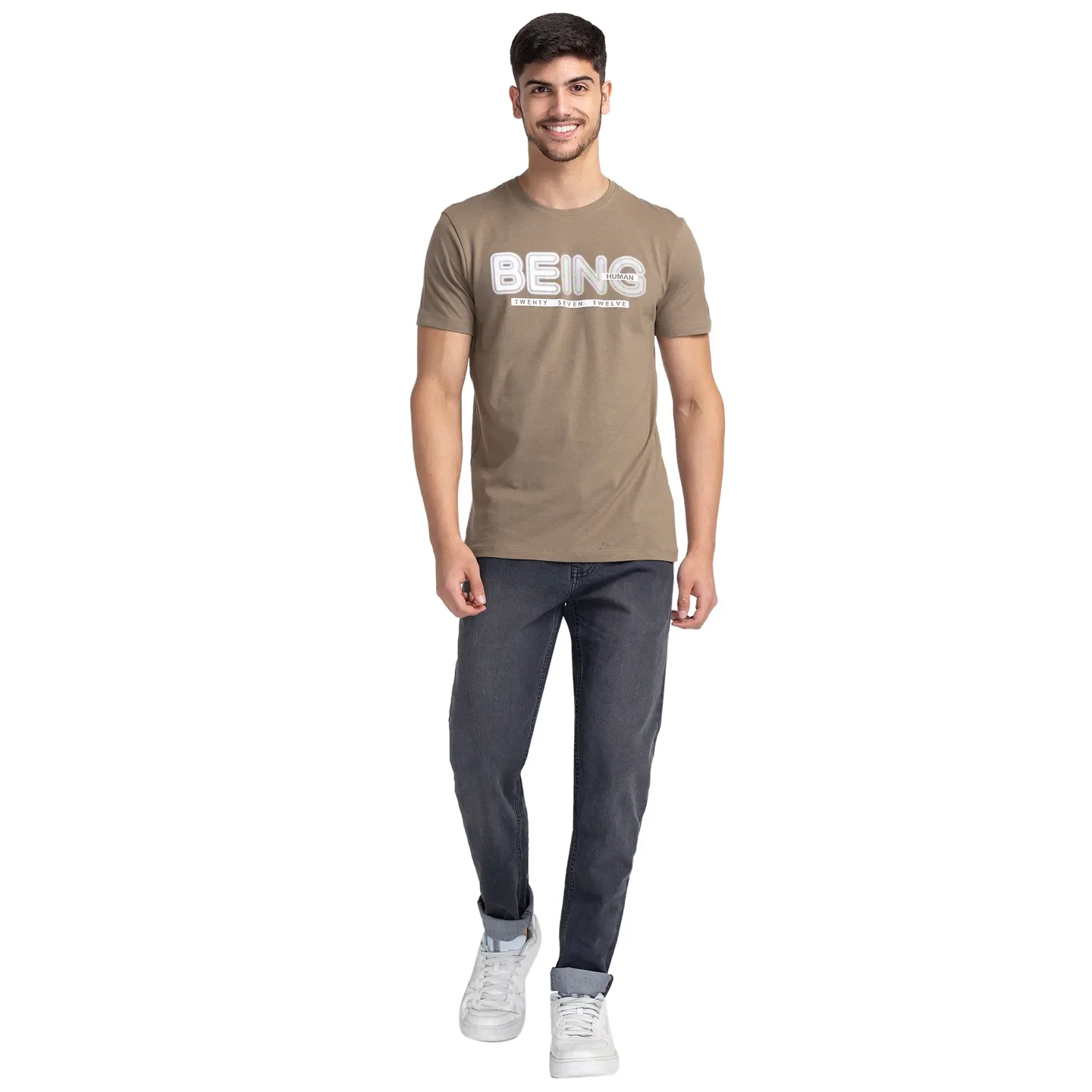 Grey Skinny Straight Fit Men's Denims by Being Human Clothing - Image 2