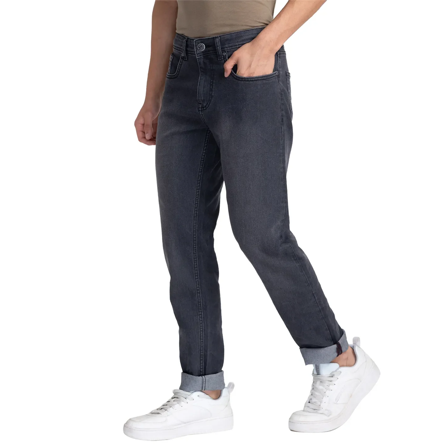 Grey Skinny Straight Fit Men's Denims by Being Human Clothing - Image 4