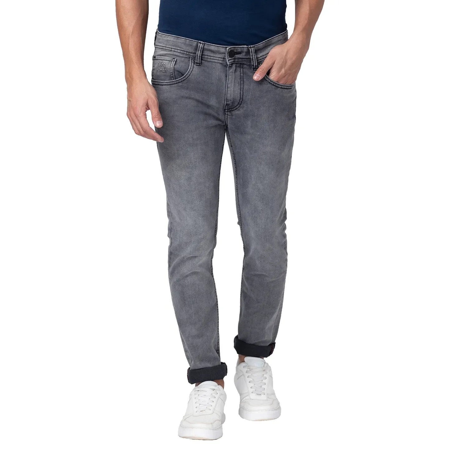 Grey Skinny Straight Fit Men's Denims by Being Human Clothing