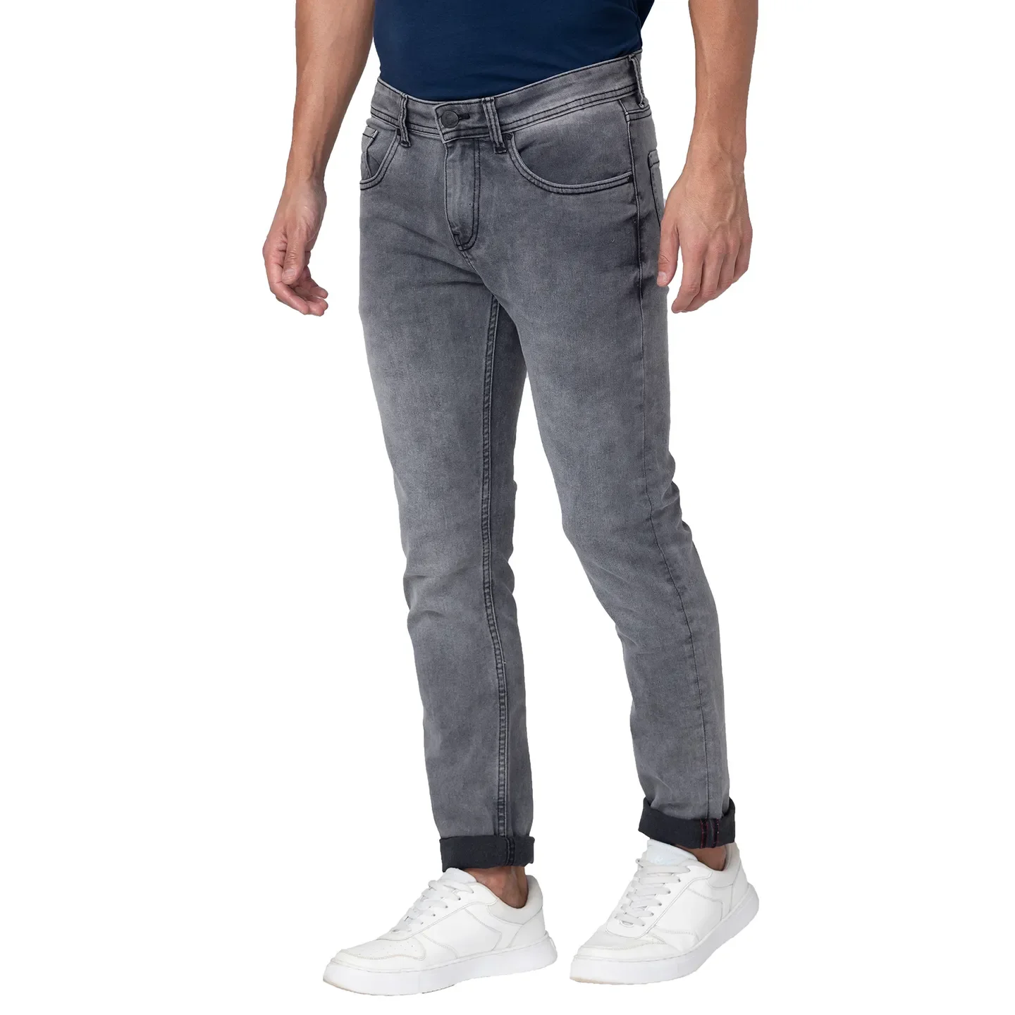 Grey Skinny Straight Fit Men's Denims by Being Human Clothing - Image 2