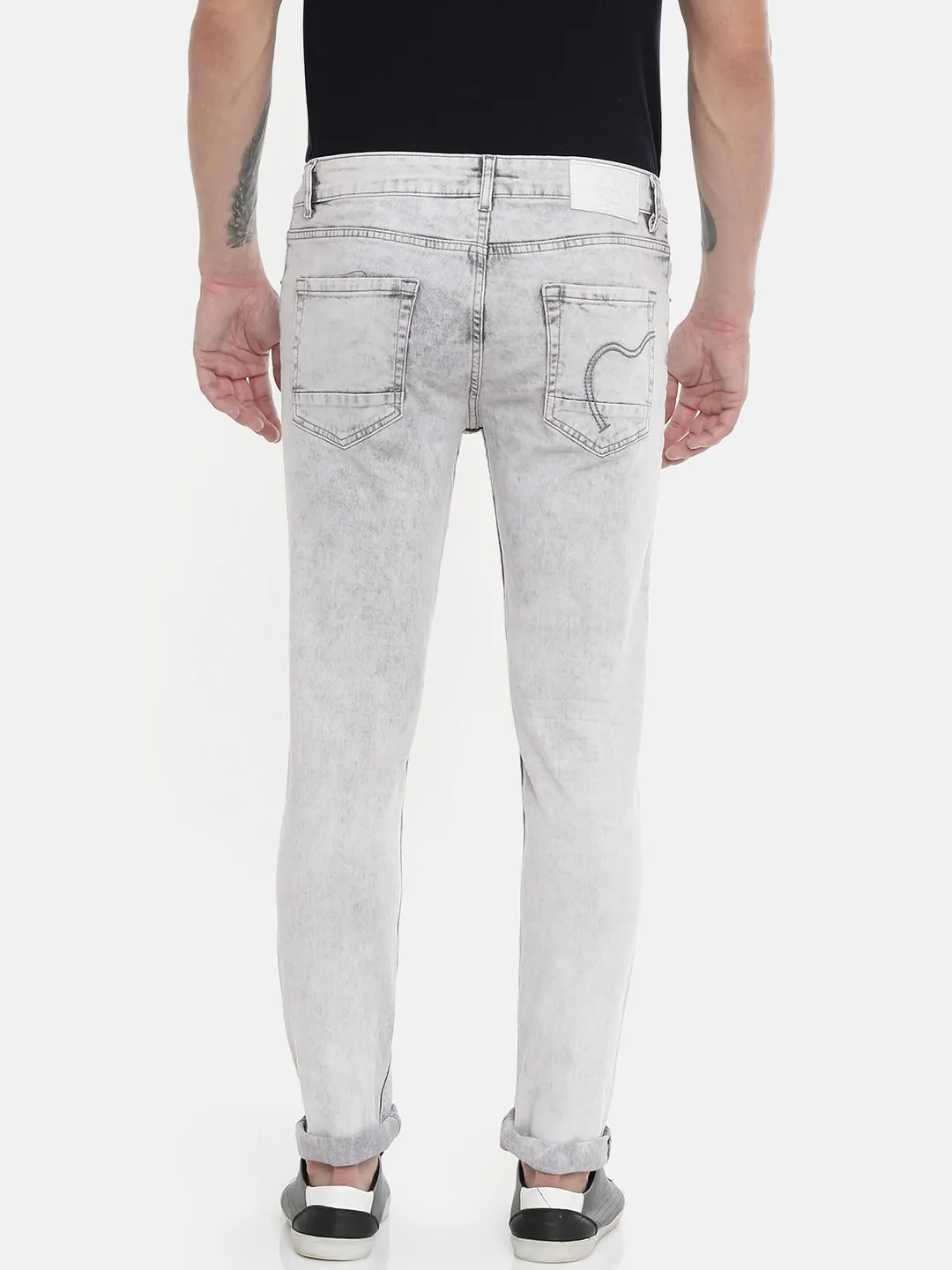 Grey Skinny Straight Fit Men's Denims by Being Human Clothing - Image 3