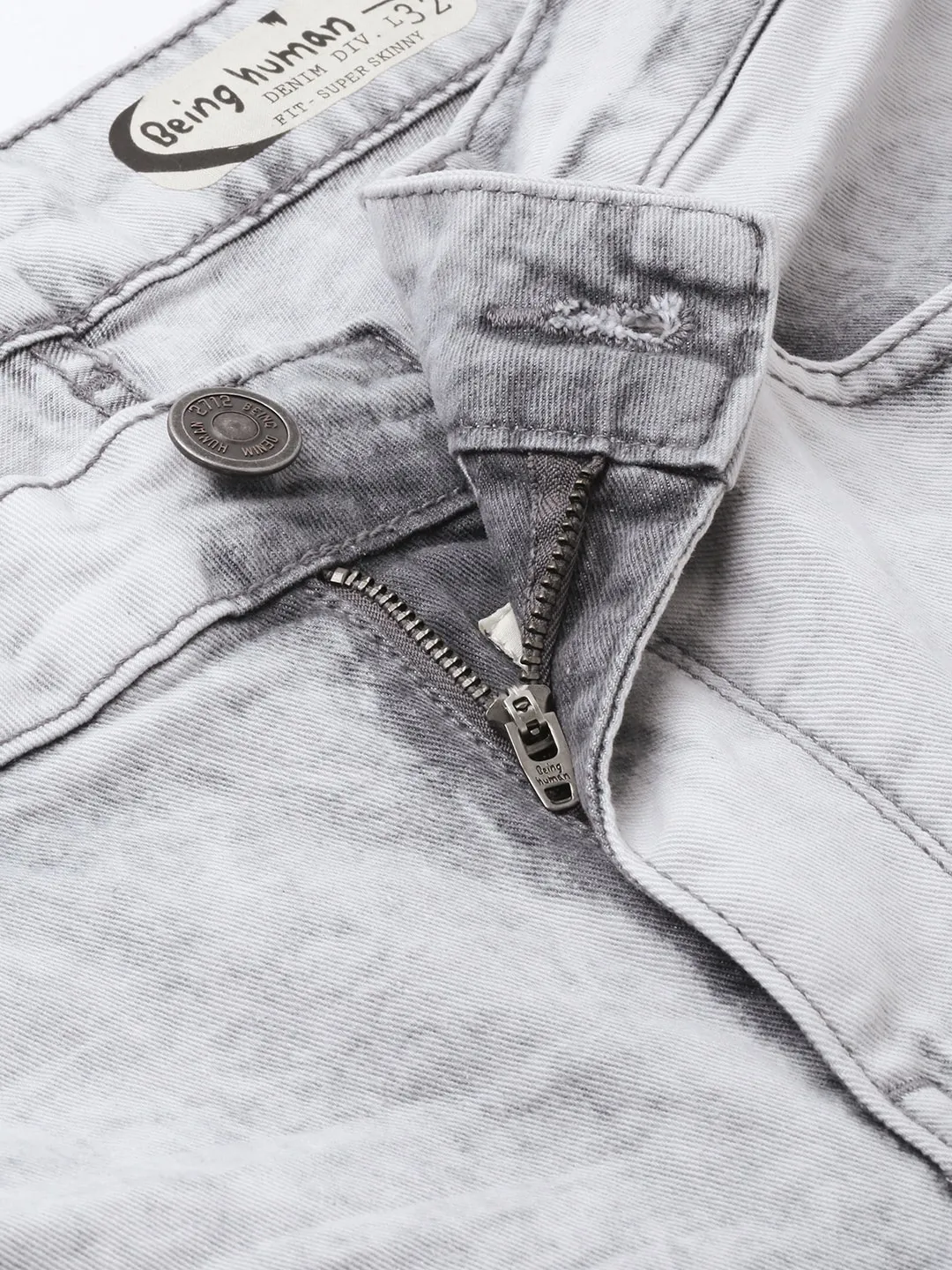 Grey Skinny Straight Fit Men's Denims by Being Human Clothing - Image 4