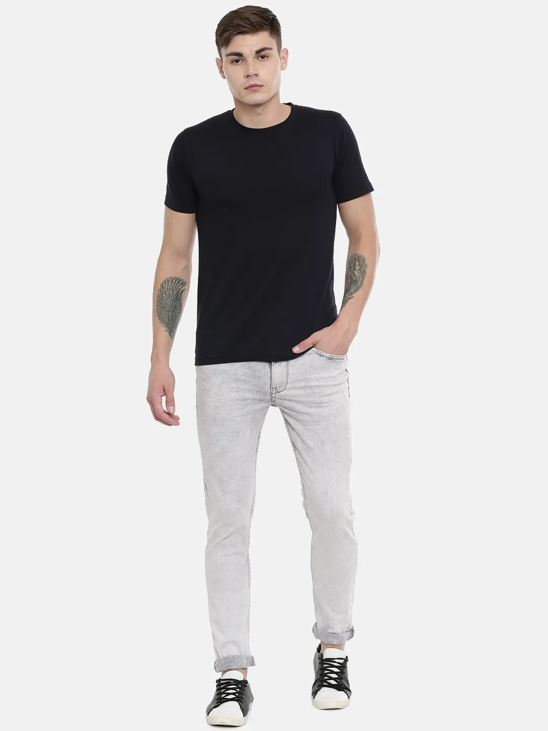 Grey Skinny Straight Fit Men's Denims by Being Human Clothing - Image 5