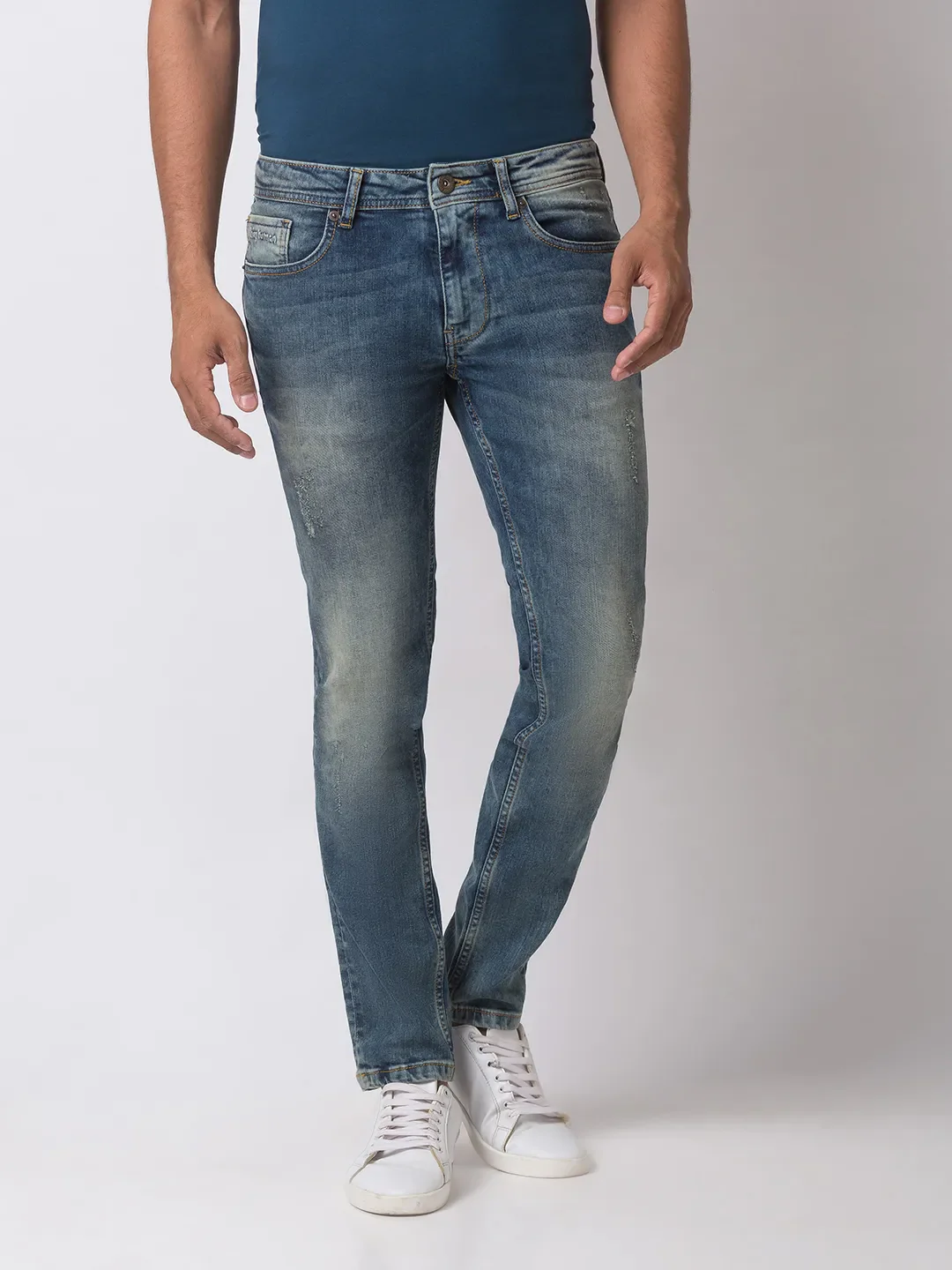 Blue Skinny Straight Fit Men's Denims by Being Human Clothing