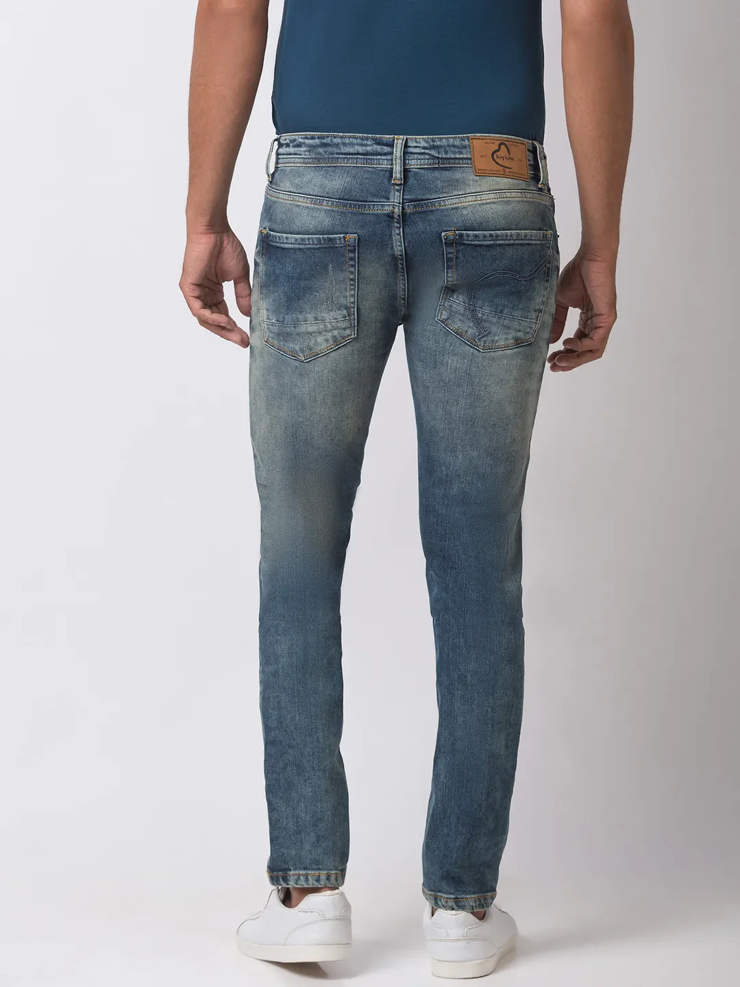 Blue Skinny Straight Fit Men's Denims by Being Human Clothing - Image 3
