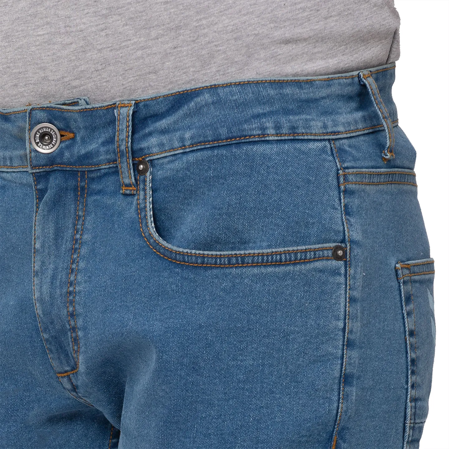 Blue Skinny Straight Fit Men's Denims by Being Human Clothing - Image 4