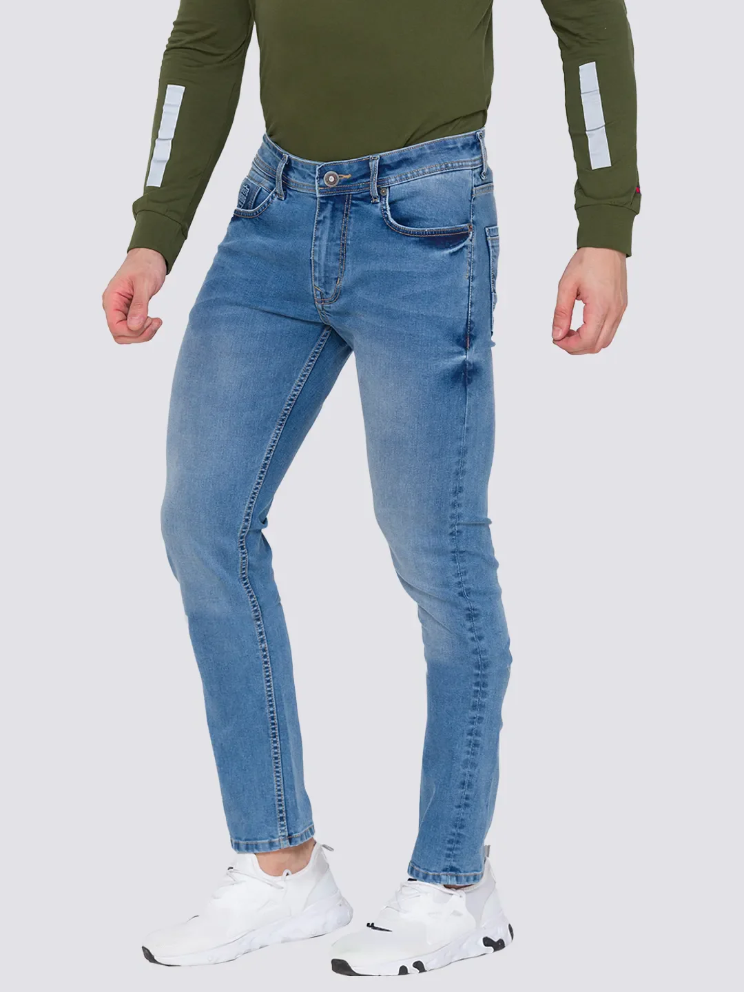 Blue Skinny Straight Fit Men's Denims by Being Human Clothing - Image 2