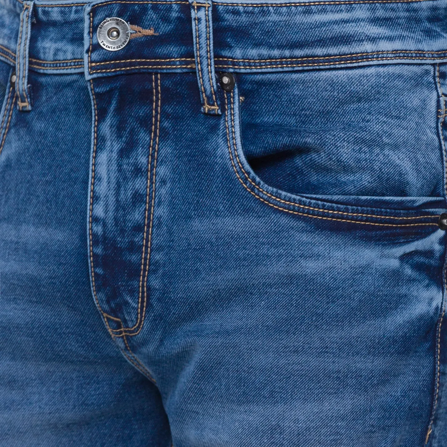 Blue Skinny Straight Fit Men's Denims by Being Human Clothing - Image 5