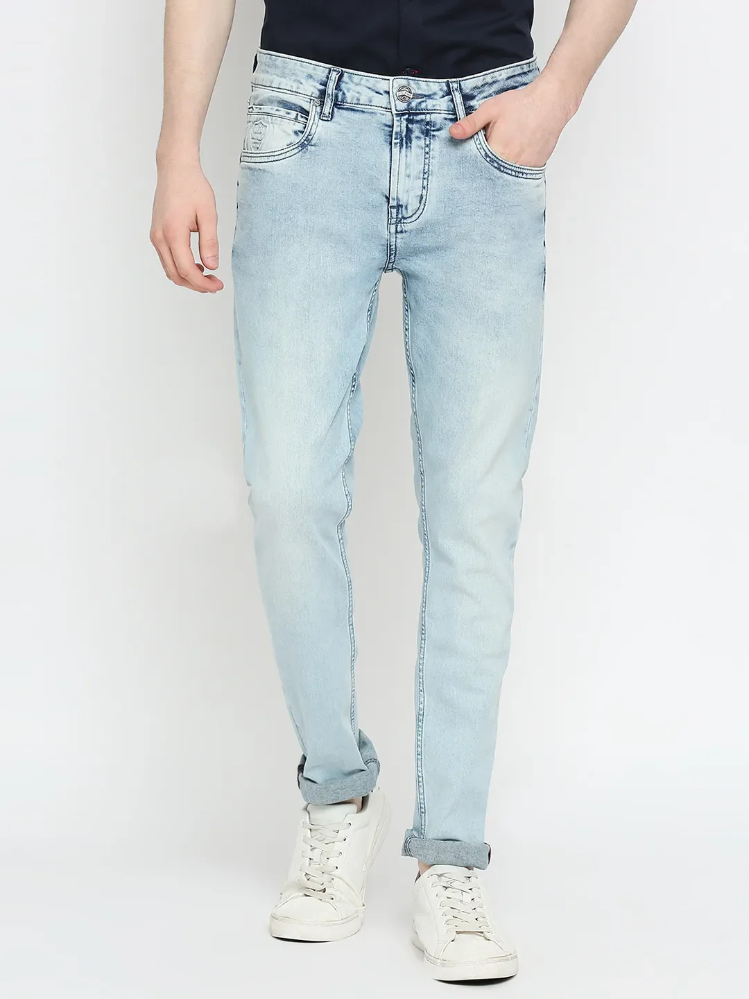 Blue Skinny Straight Fit Men's Denims by Being Human Clothing