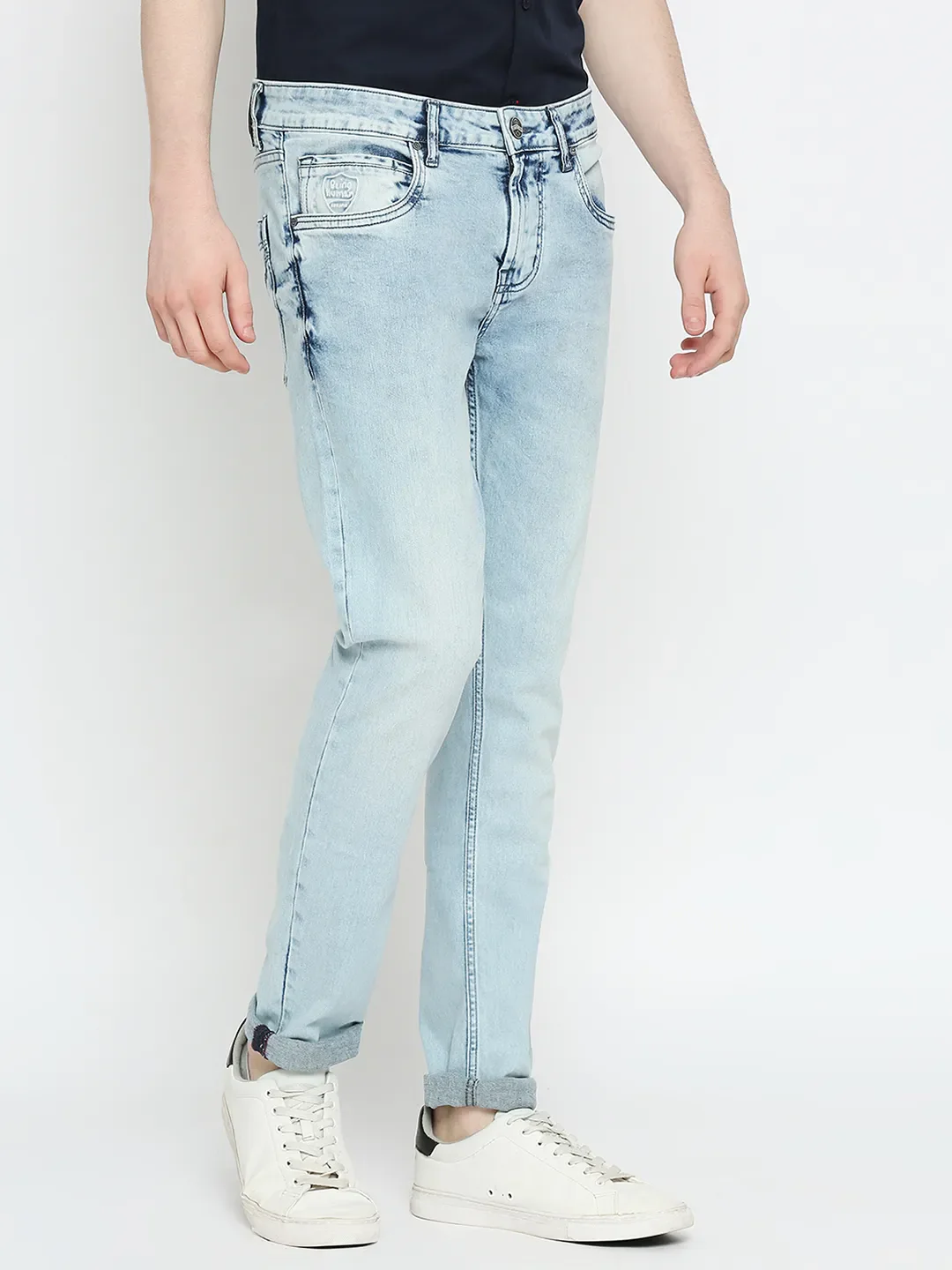 Blue Skinny Straight Fit Men's Denims by Being Human Clothing - Image 3