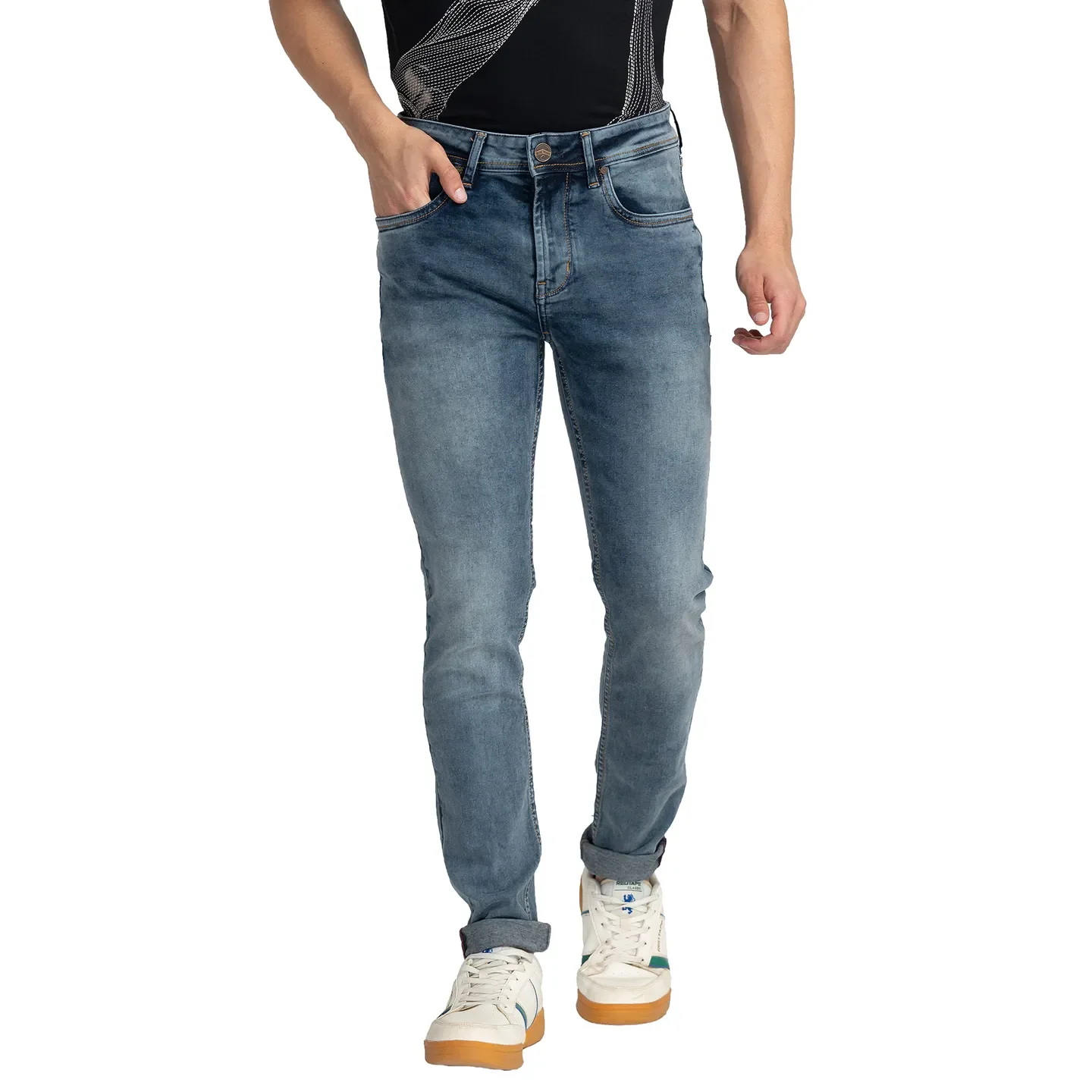 Blue Skinny Straight Fit Men's Denims by Being Human Clothing