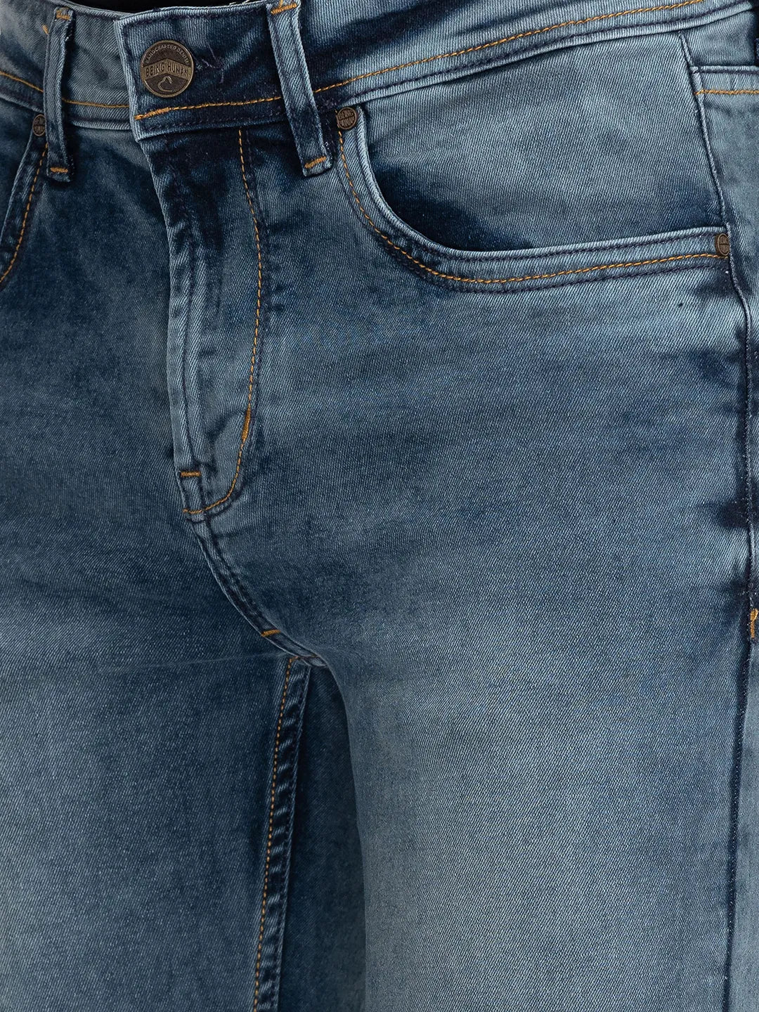 Blue Skinny Straight Fit Men's Denims by Being Human Clothing - Image 5