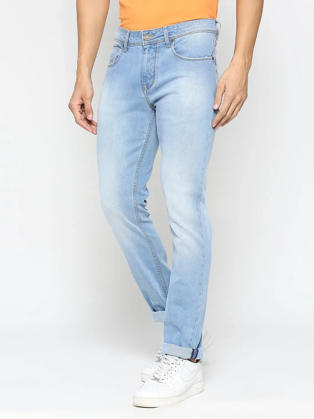 Light Blue Skinny Fit Denims For Men By Being Human Clothing - Image 2