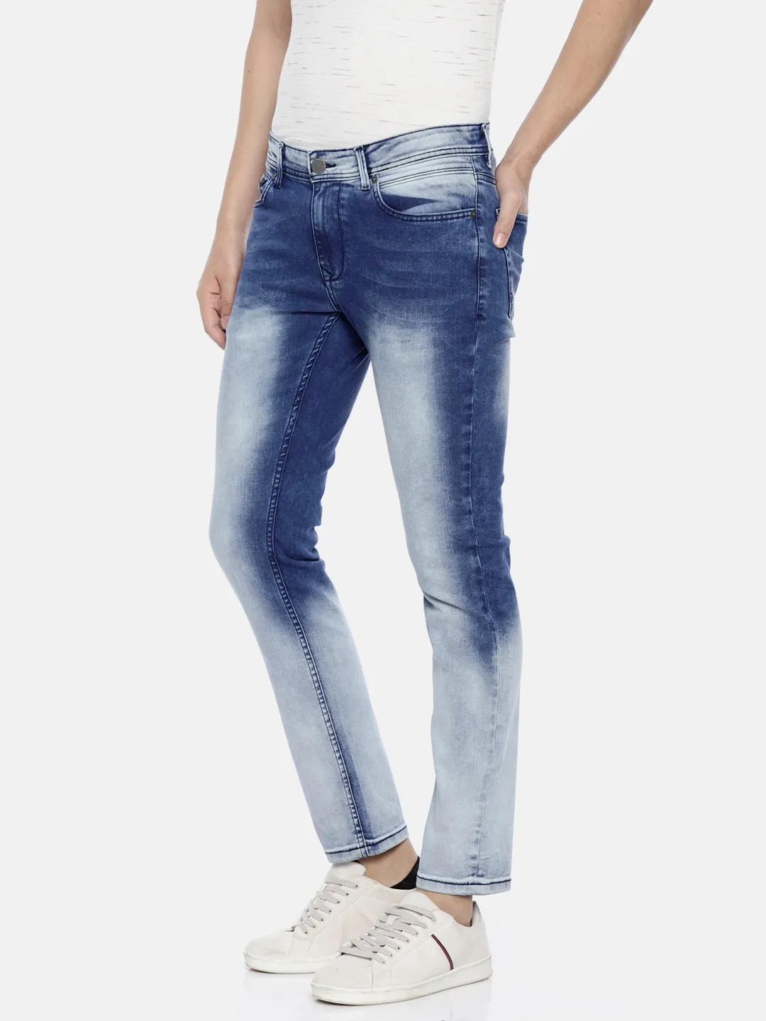 Light Blue Skinny Fit Denims For Men By Being Human Clothing - Image 2