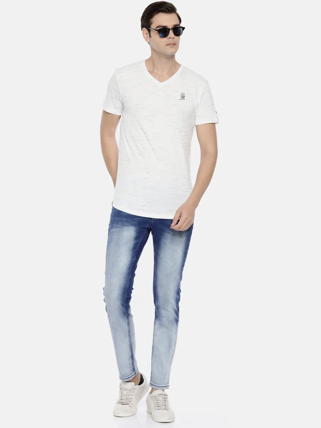 Light Blue Skinny Fit Denims For Men By Being Human Clothing - Image 5