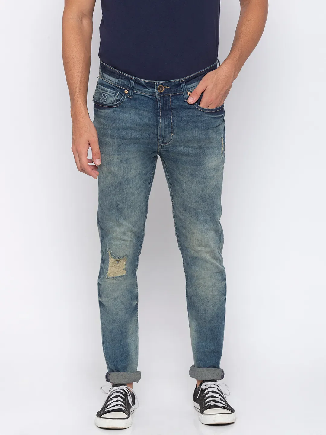 Blue Skinny Straight Fit Men's Denims by Being Human Clothing