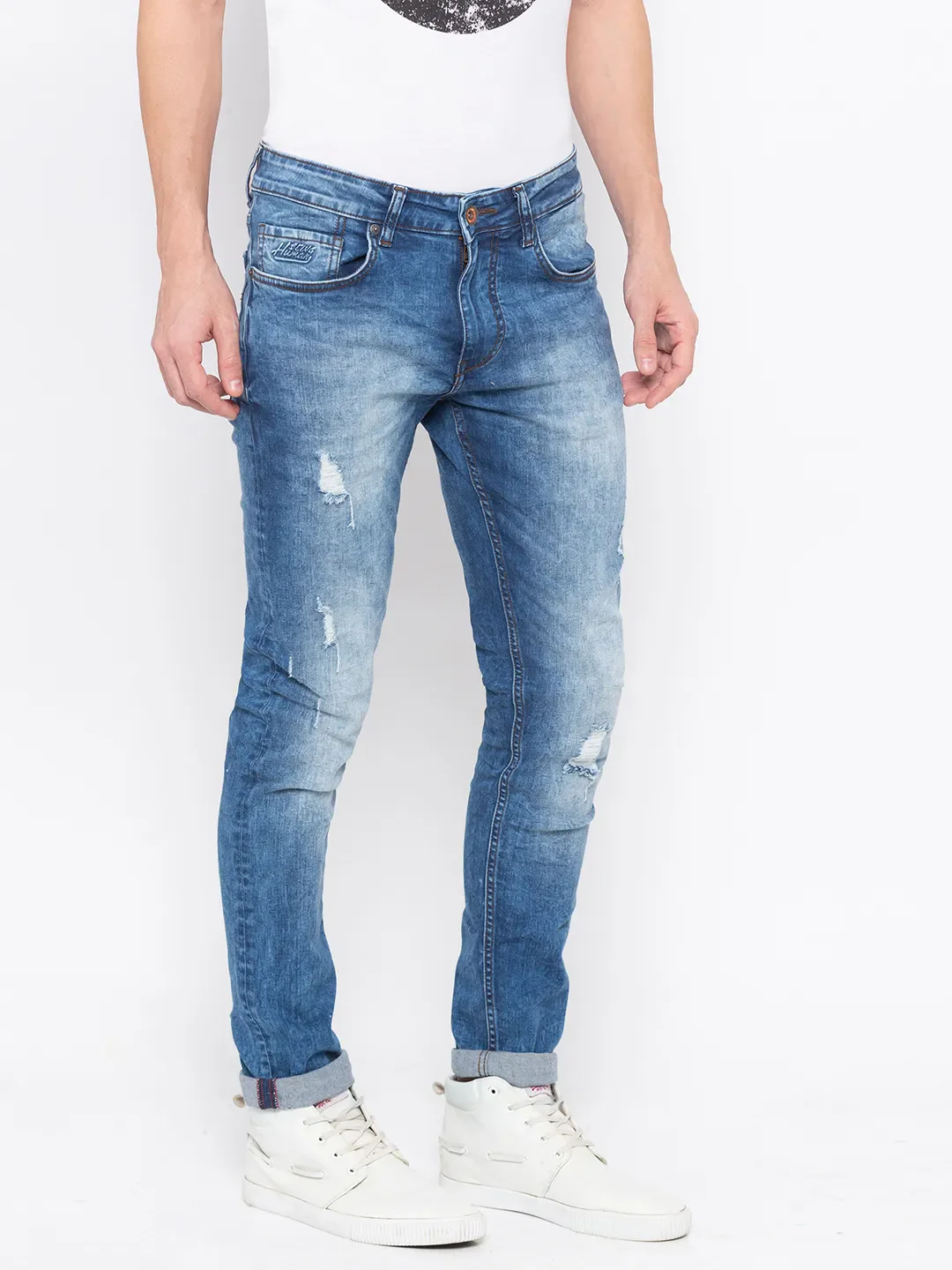 Blue Skinny Straight Fit Men's Denims by Being Human Clothing - Image 2